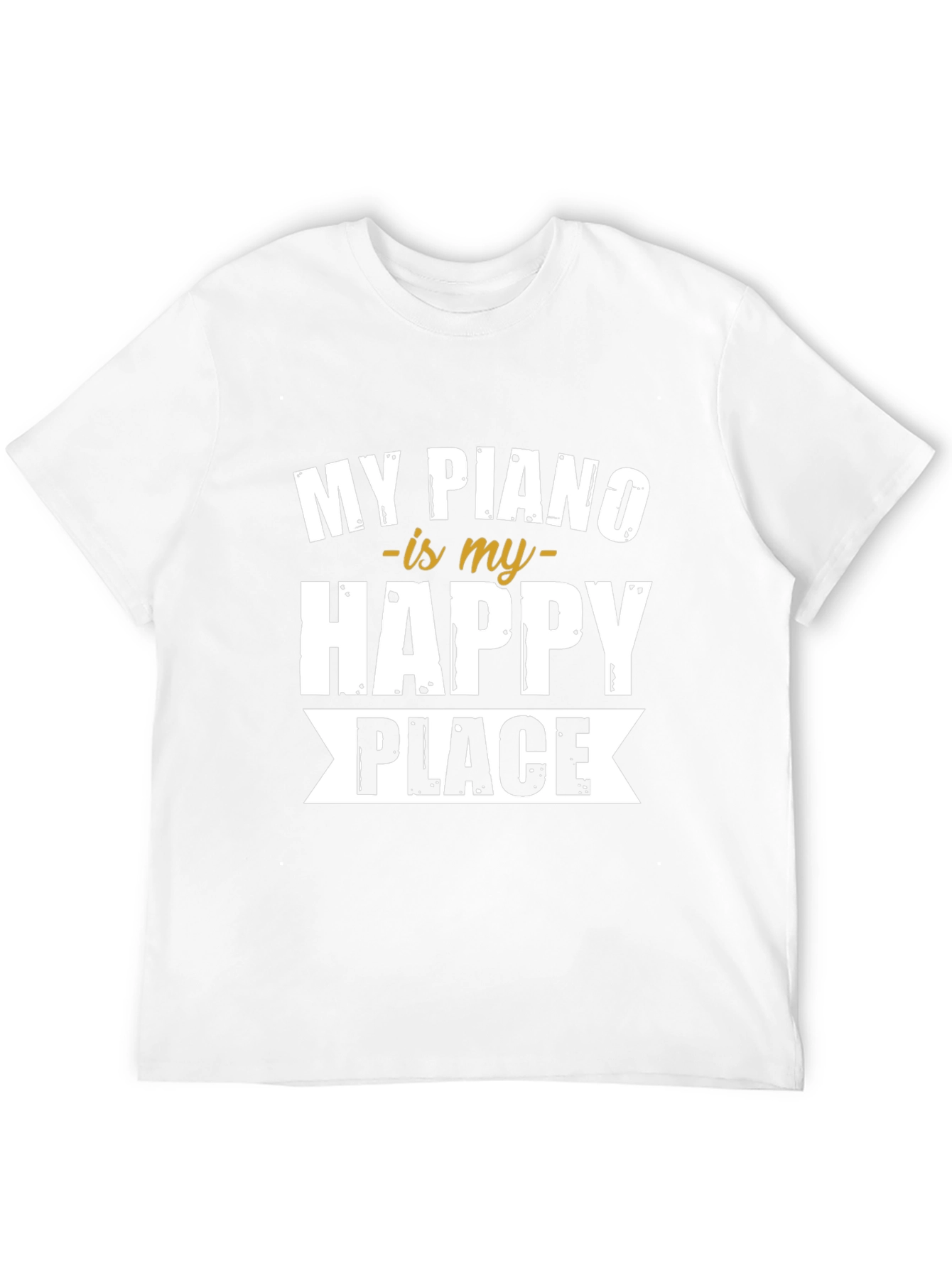 My Piano is My Happy Place Black T-Shirt