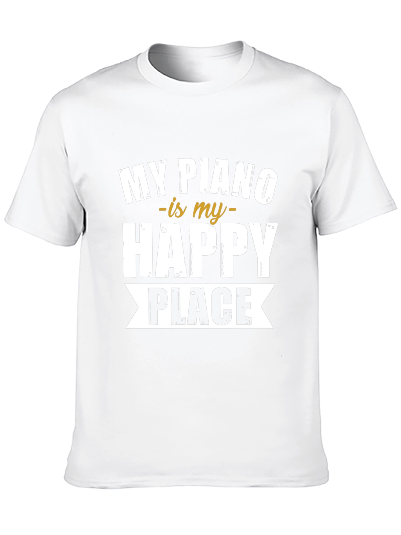 My Piano is My Happy Place Black T-Shirt