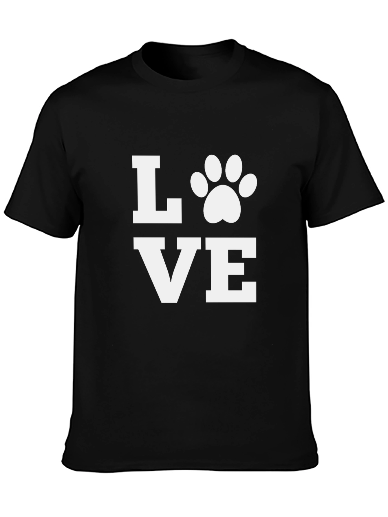 Love Paw Print Black T-Shirt