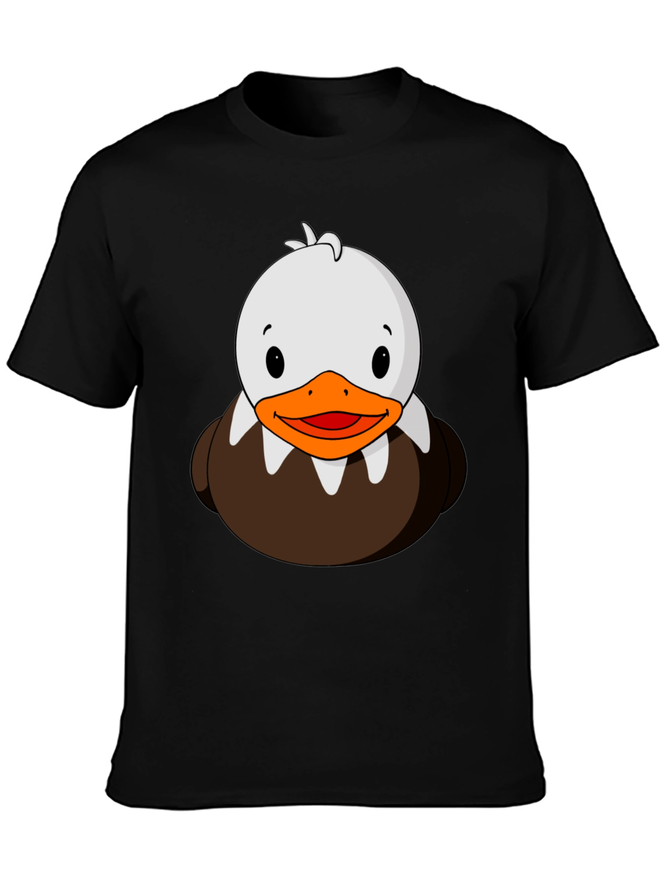 Cute Duck Cartoon Graphic Black T-Shirt