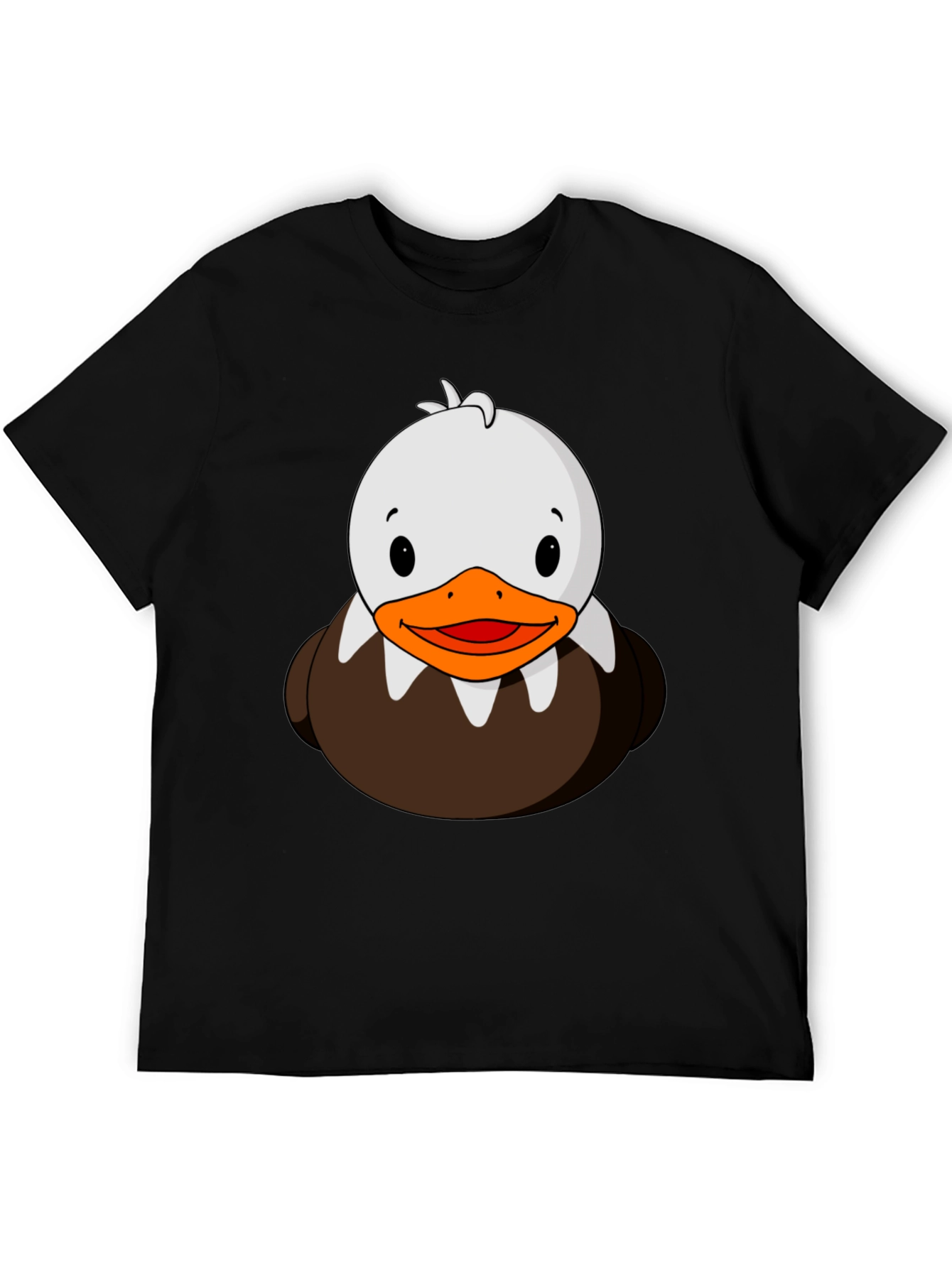Cute Duck Cartoon Graphic Black T-Shirt