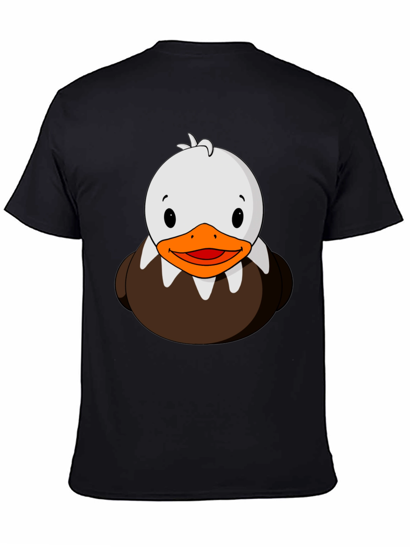 Cute Duck Cartoon Graphic Black T-Shirt