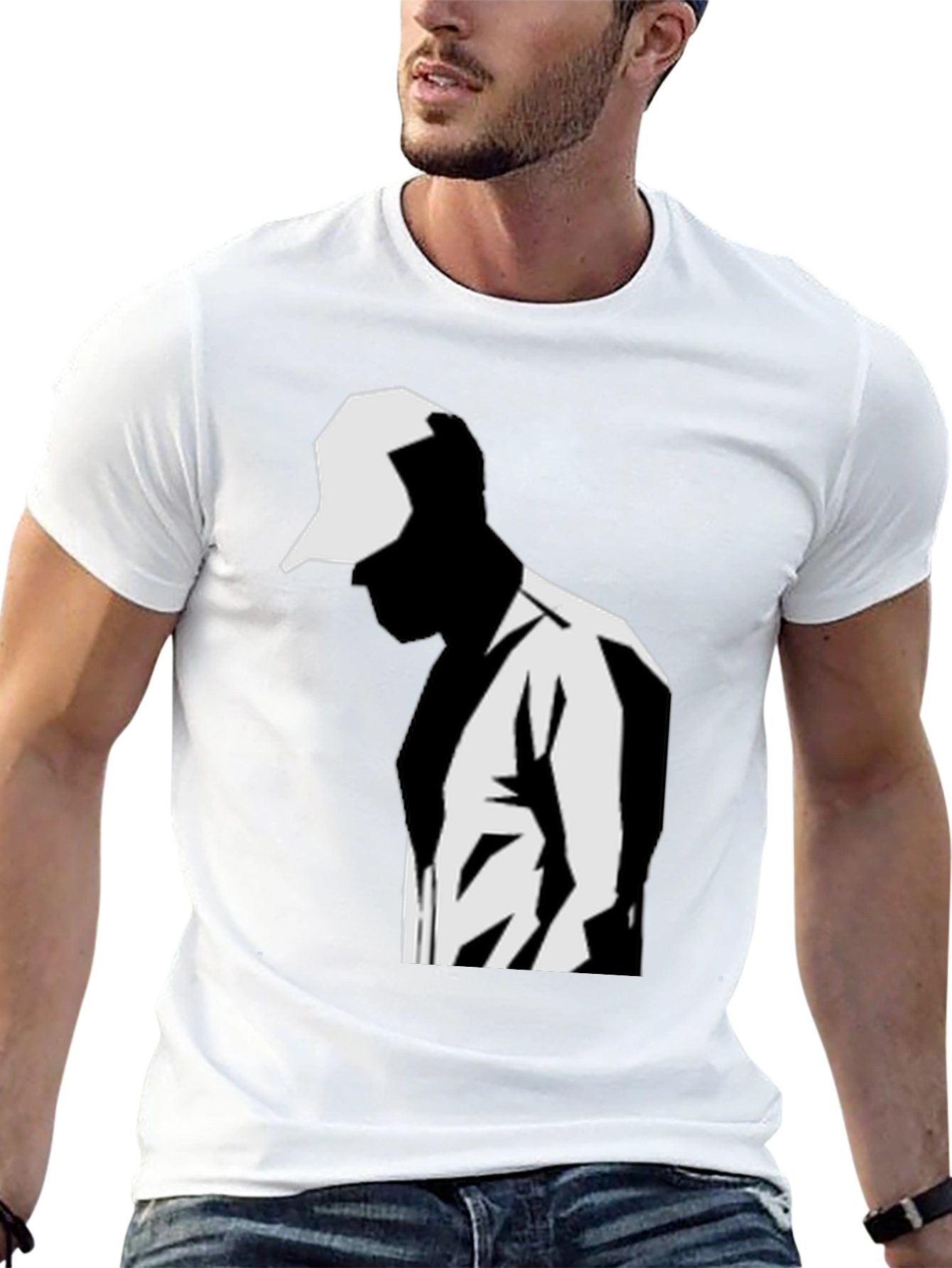Modern Graphic T-Shirt: Black & White Silhouette Design