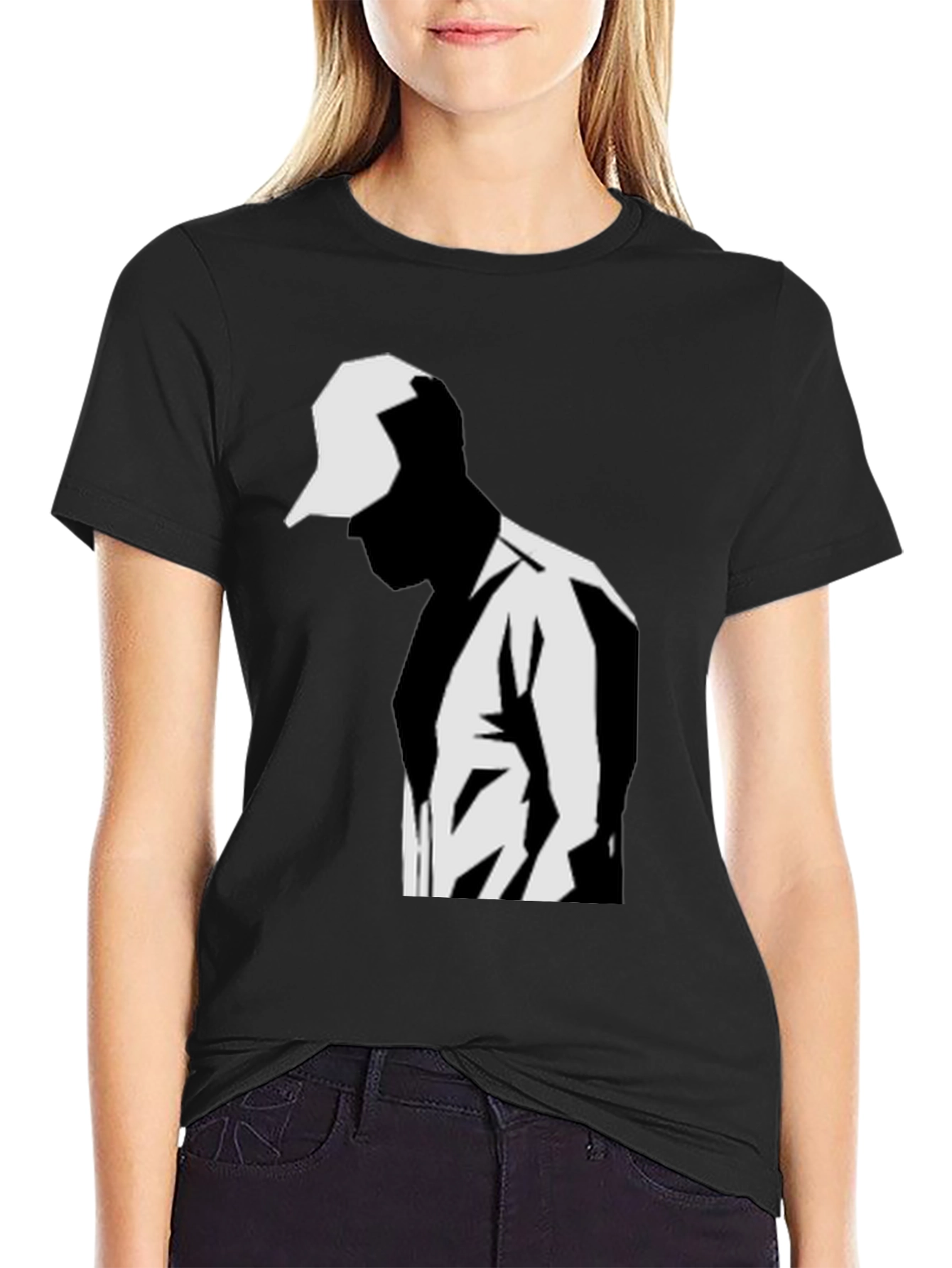Modern Graphic T-Shirt: Black & White Silhouette Design