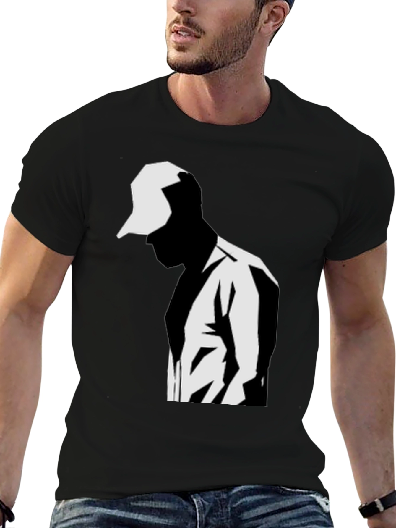 Modern Graphic T-Shirt: Black & White Silhouette Design