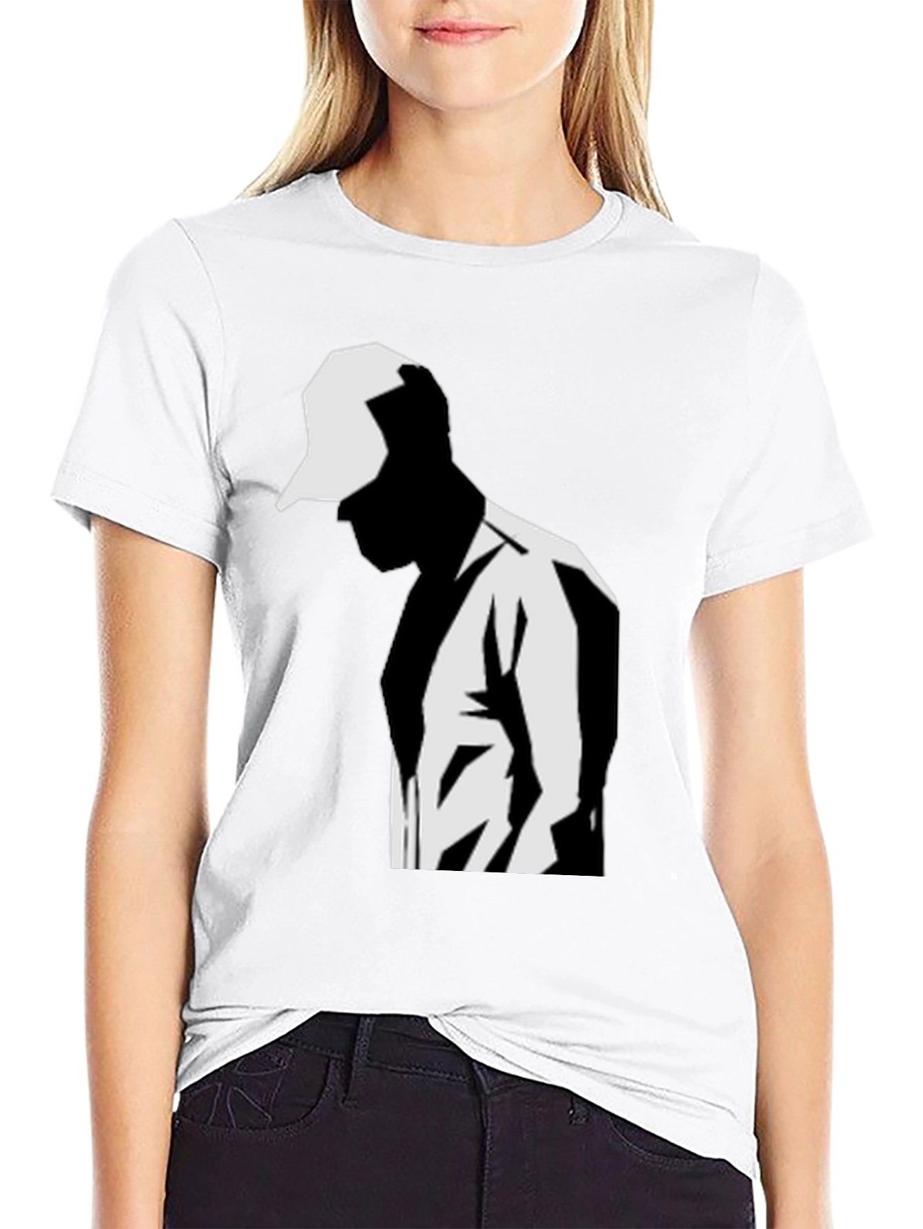 Modern Graphic T-Shirt: Black & White Silhouette Design