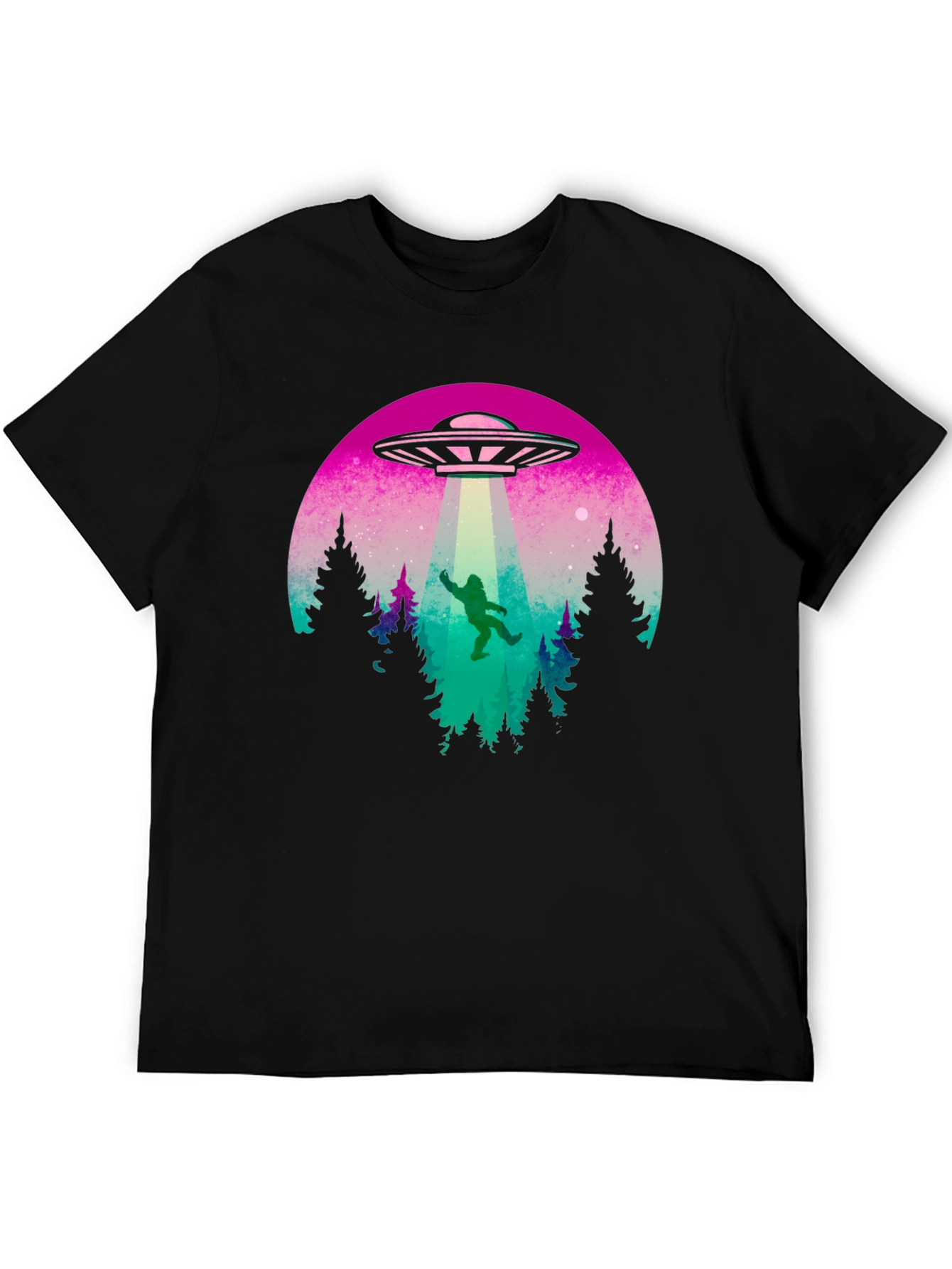UFO Abduction Bigfoot T-Shirt - Black