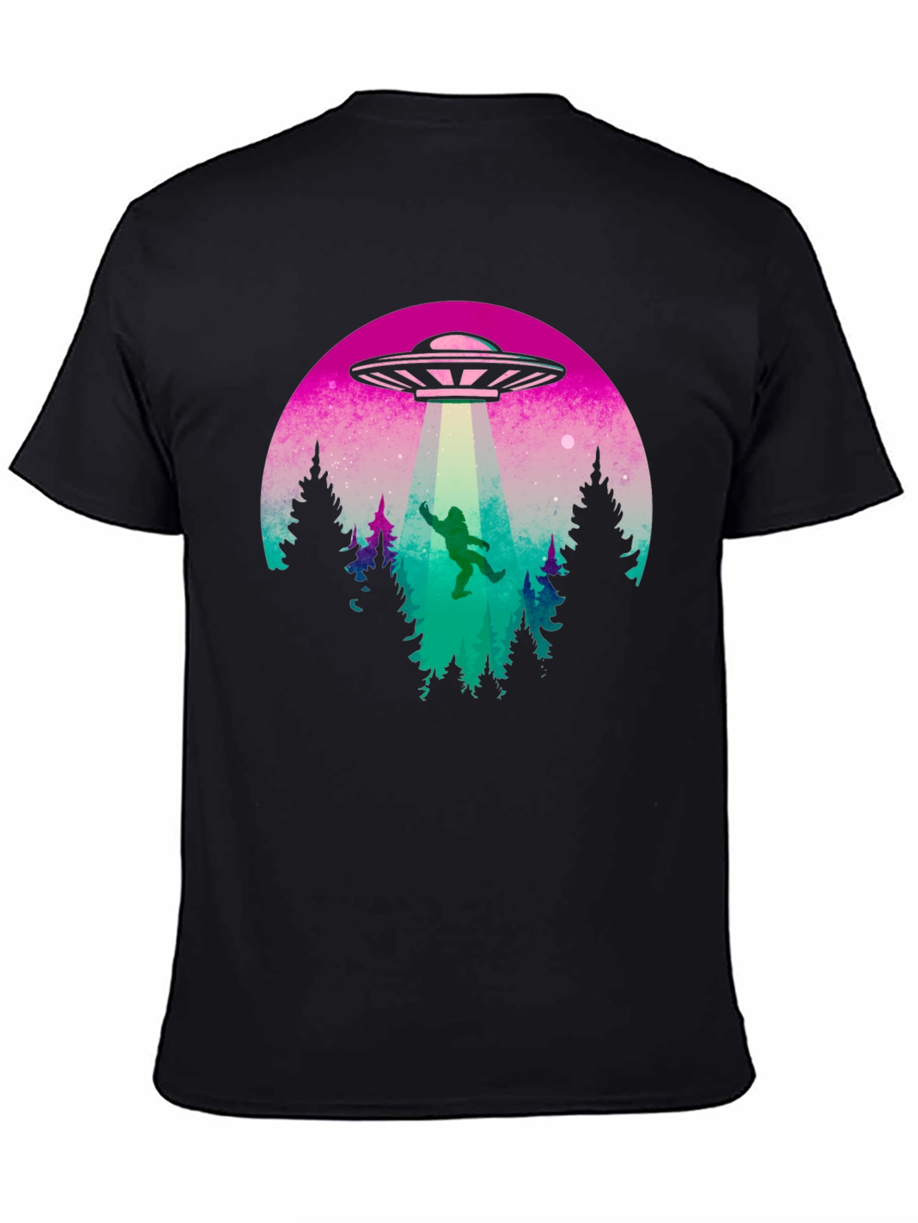 UFO Abduction Bigfoot T-Shirt - Black
