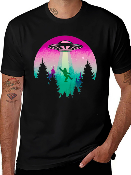 UFO Abduction Bigfoot T-Shirt - Black