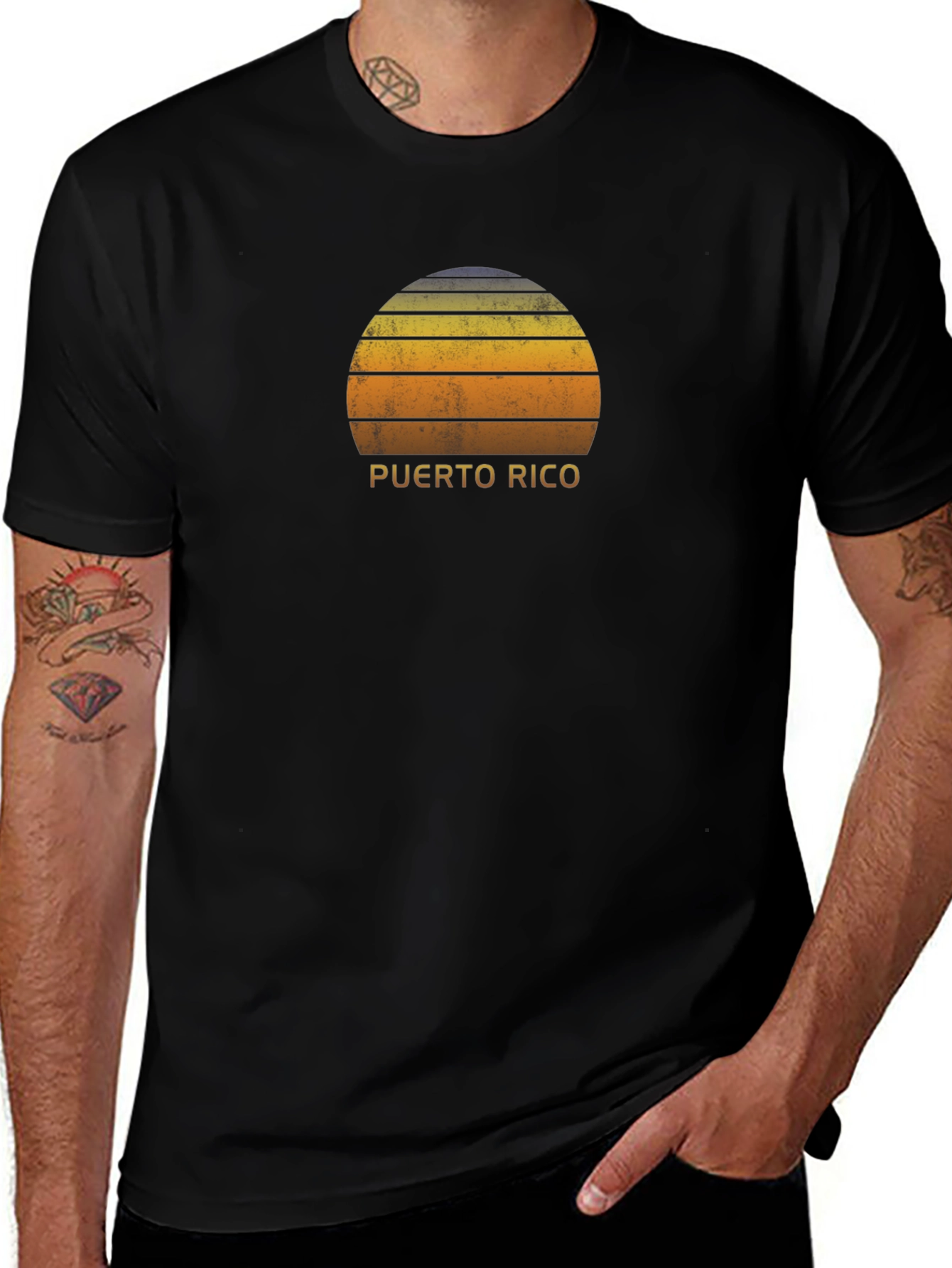 Puerto Rico Sunset Graphic Tee - Black