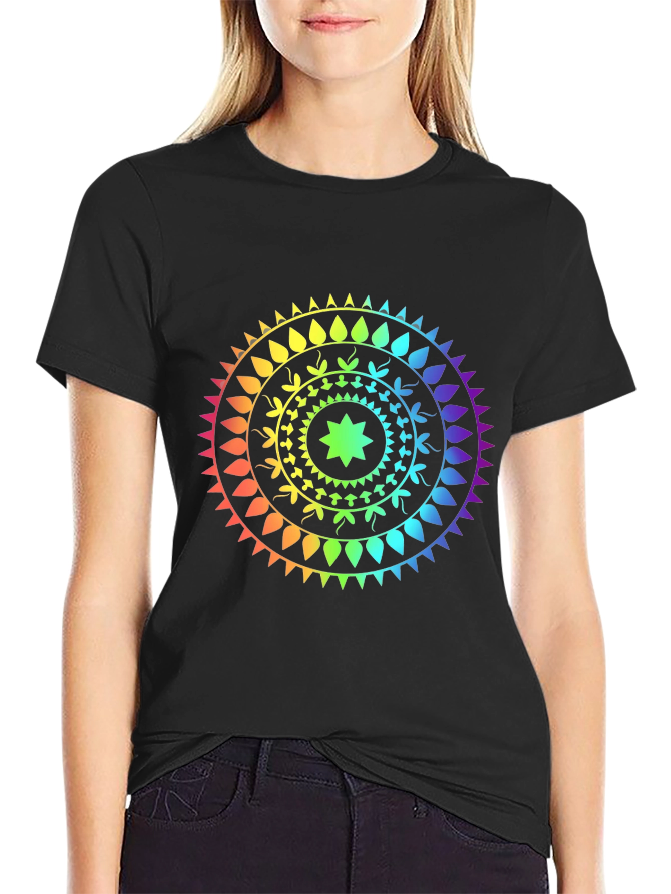 Rainbow Mandala T-Shirt - Stylish Graphic Tee