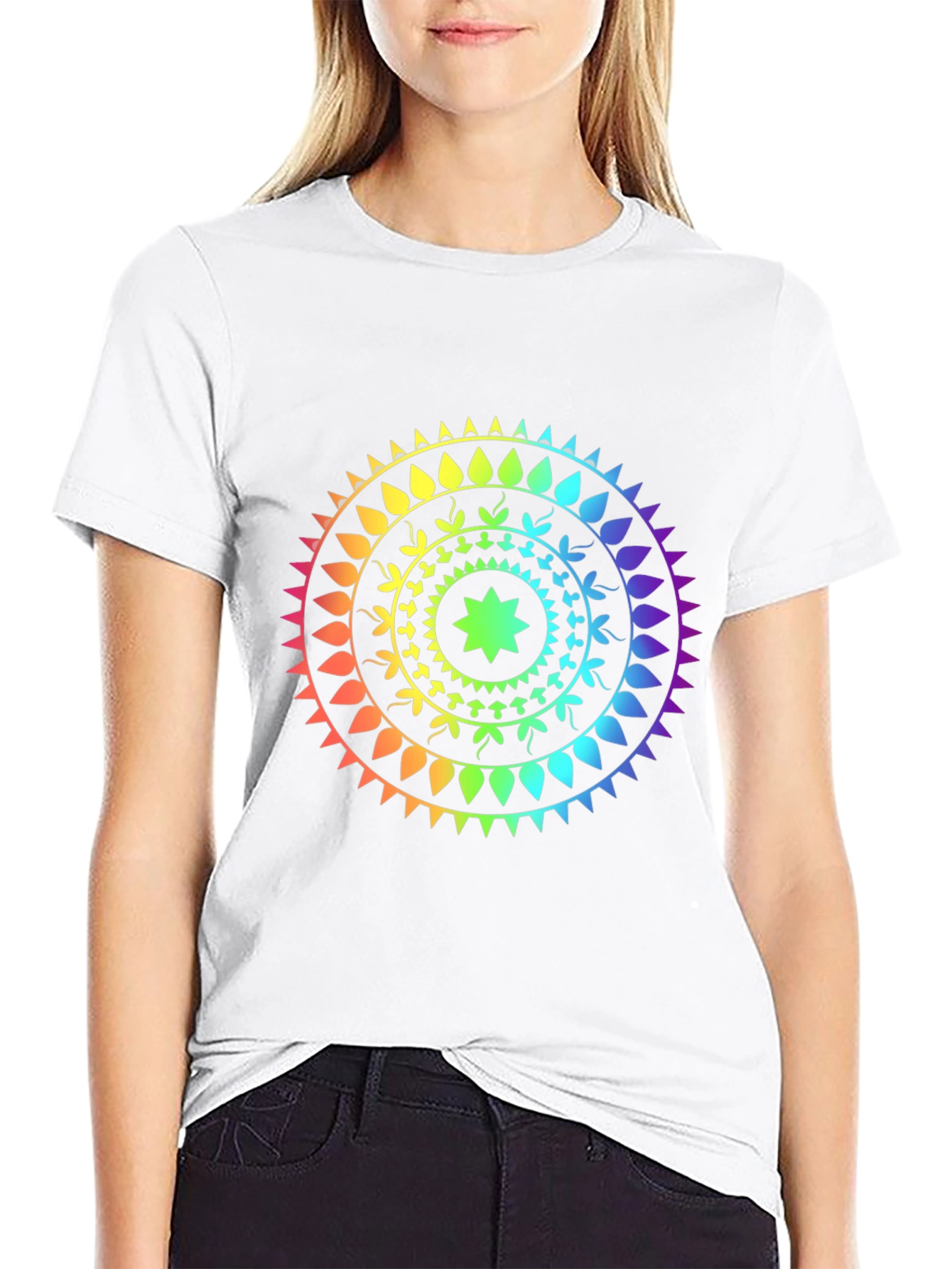 Rainbow Mandala T-Shirt - Stylish Graphic Tee