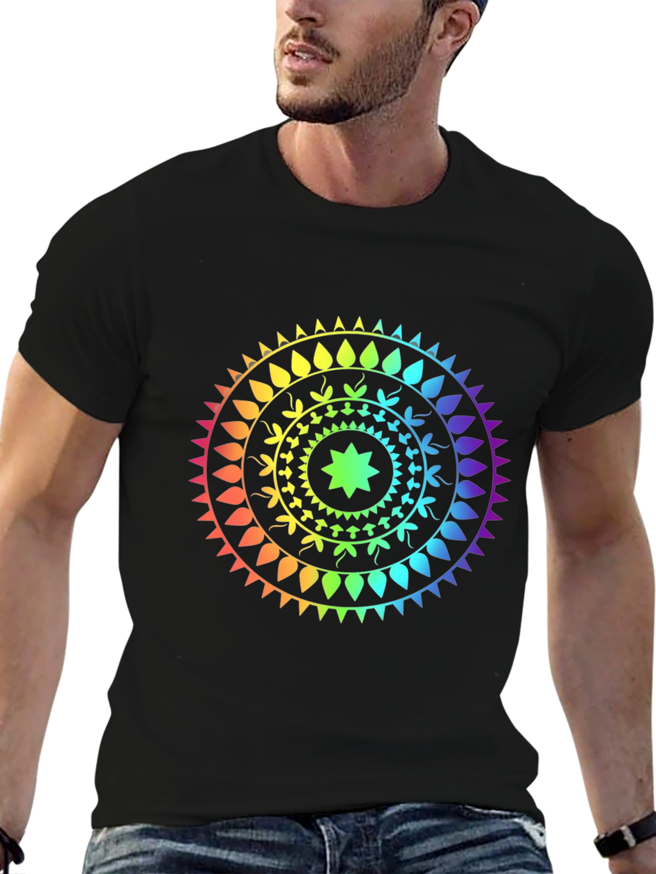 Rainbow Mandala T-Shirt - Stylish Graphic Tee