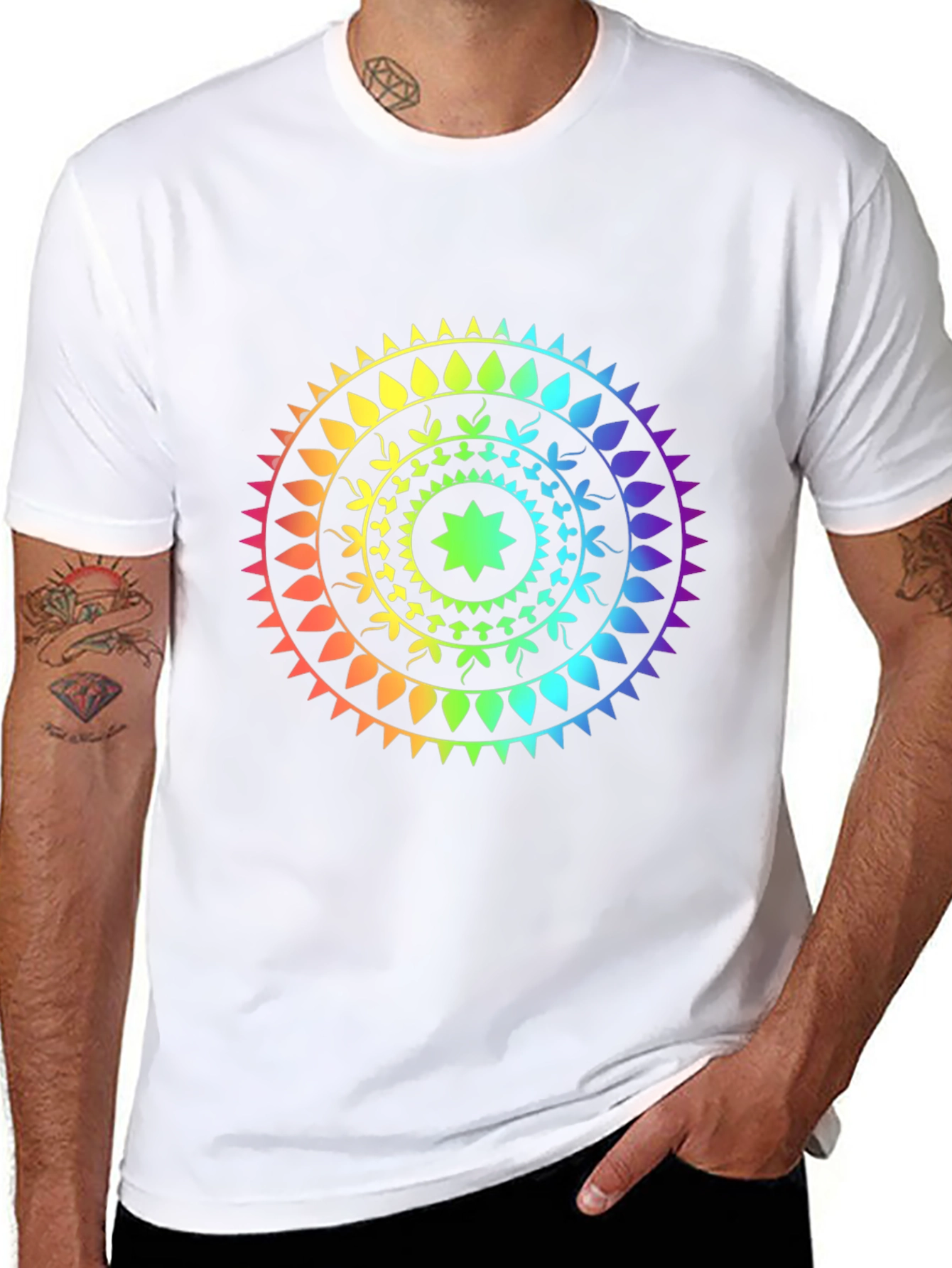 Rainbow Mandala T-Shirt - Stylish Graphic Tee