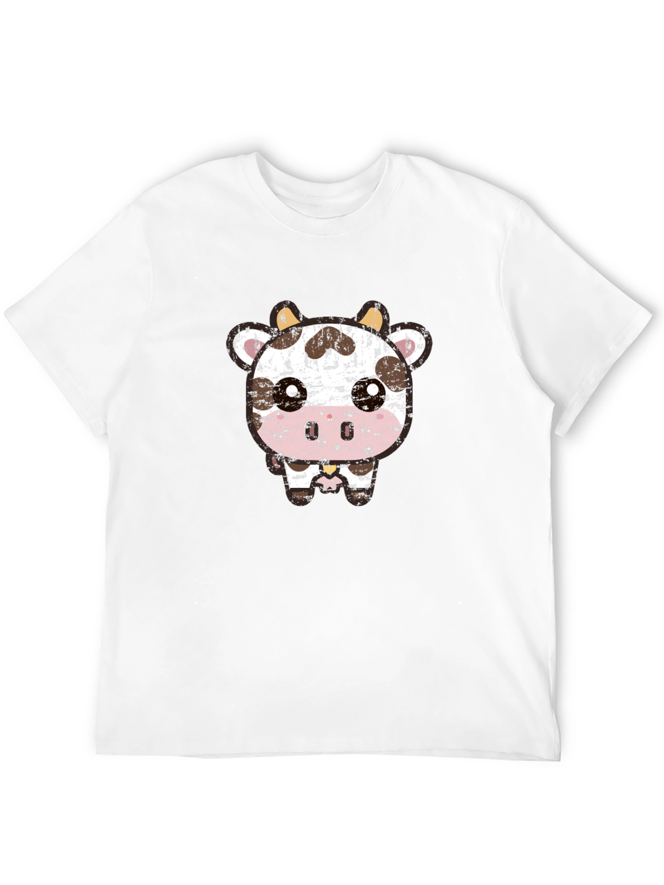 Cute Cartoon Cow Graphic Tee - Black