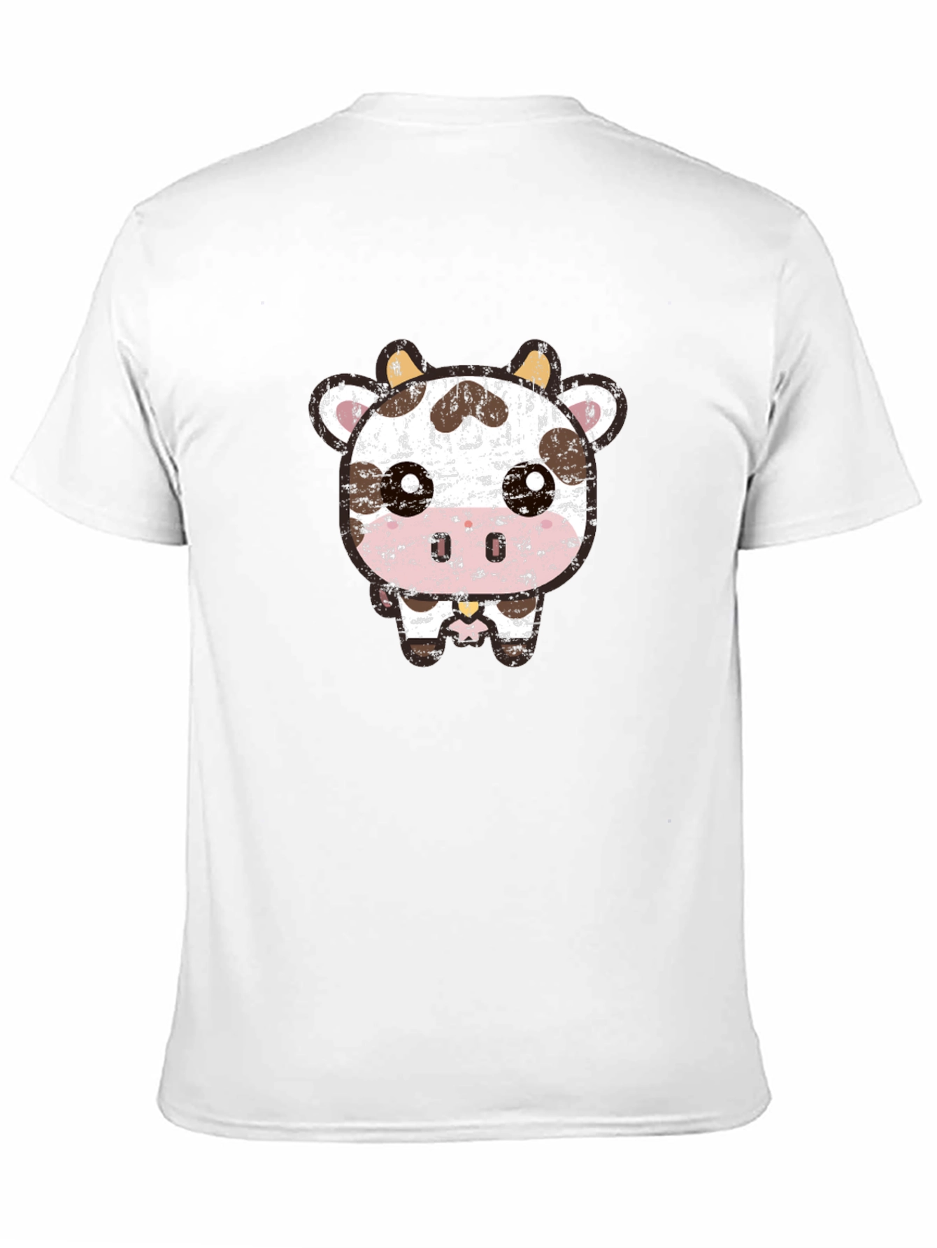 Cute Cartoon Cow Graphic Tee - Black