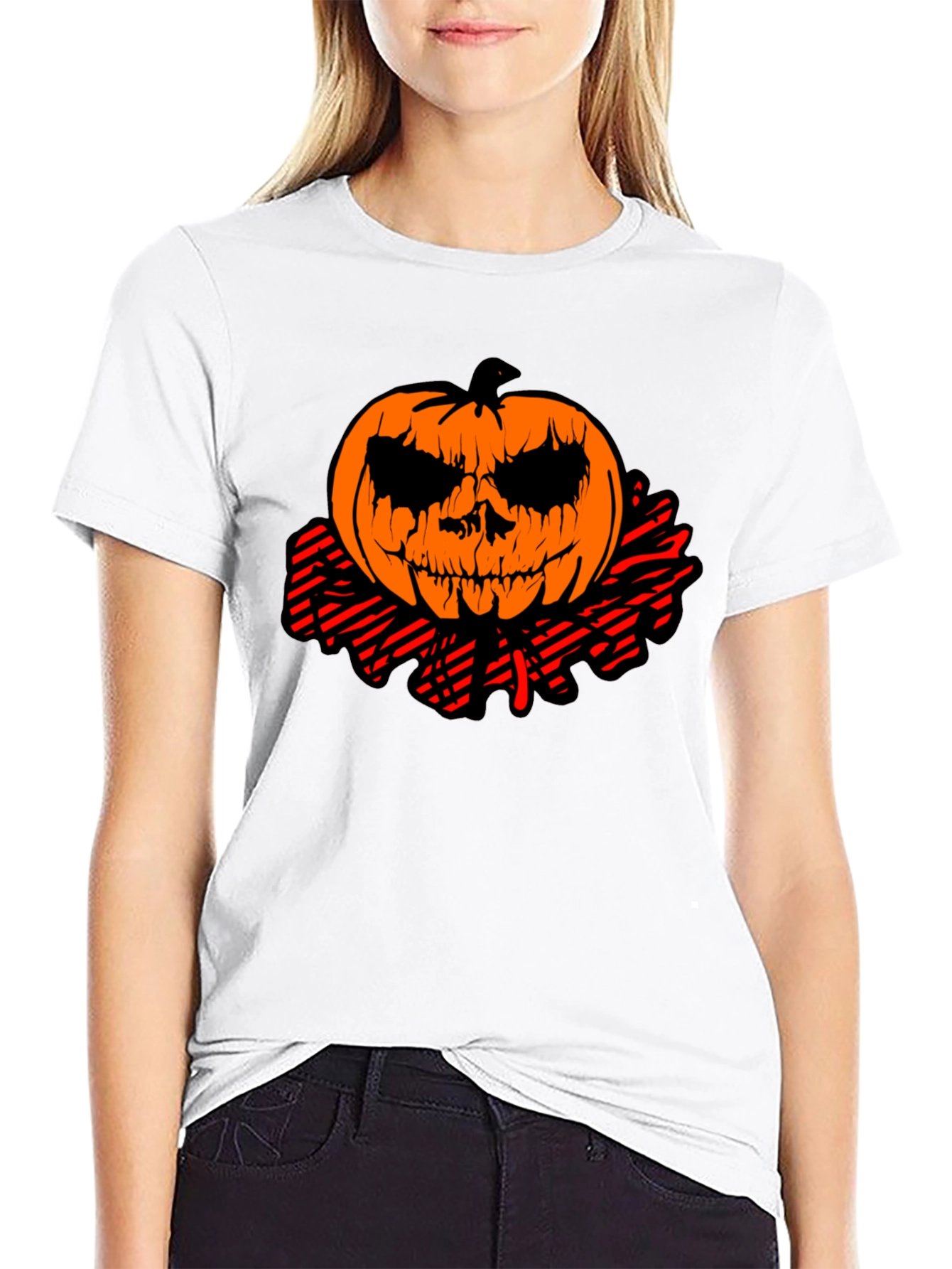Halloween Pumpkin Head Graphic Tee