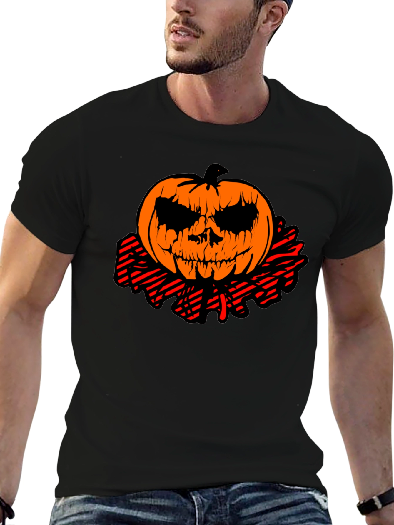 Halloween Pumpkin Head Graphic Tee