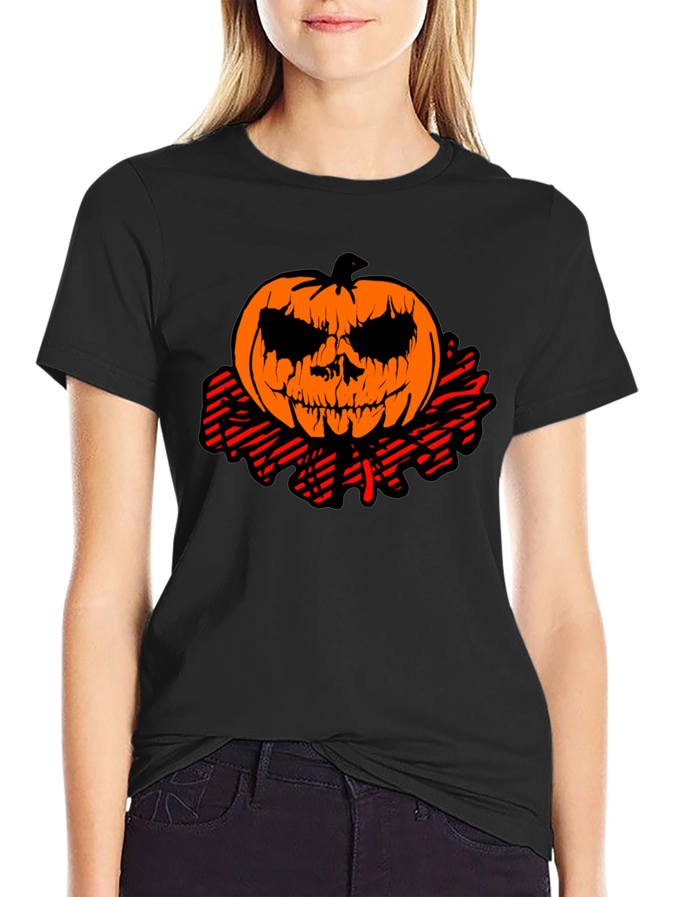 Halloween Pumpkin Head Graphic Tee