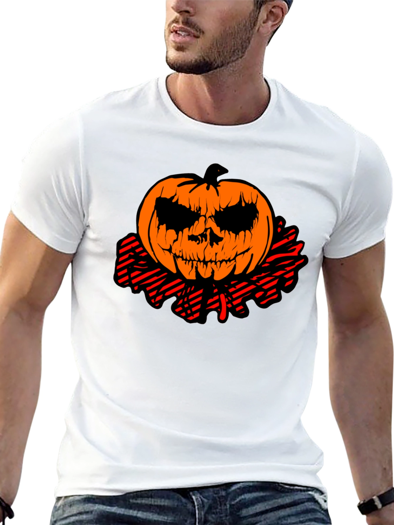Halloween Pumpkin Head Graphic Tee