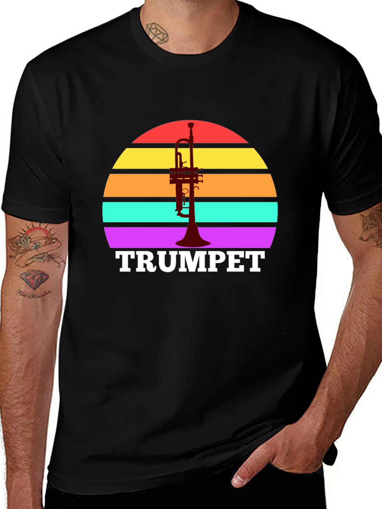 Retro Trumpet Sunset Graphic Tee