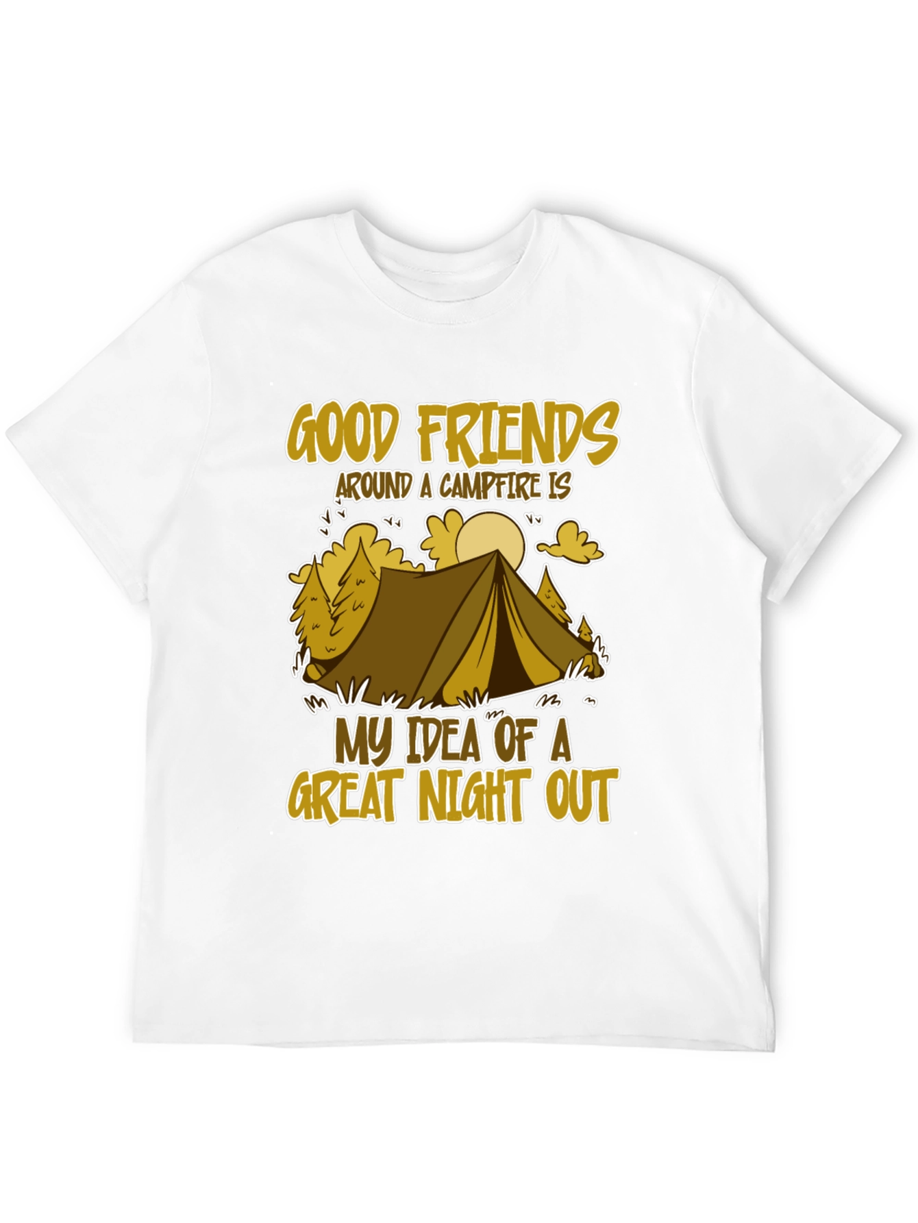 Camping Adventure T-Shirt - Good Friends & Campfire Design