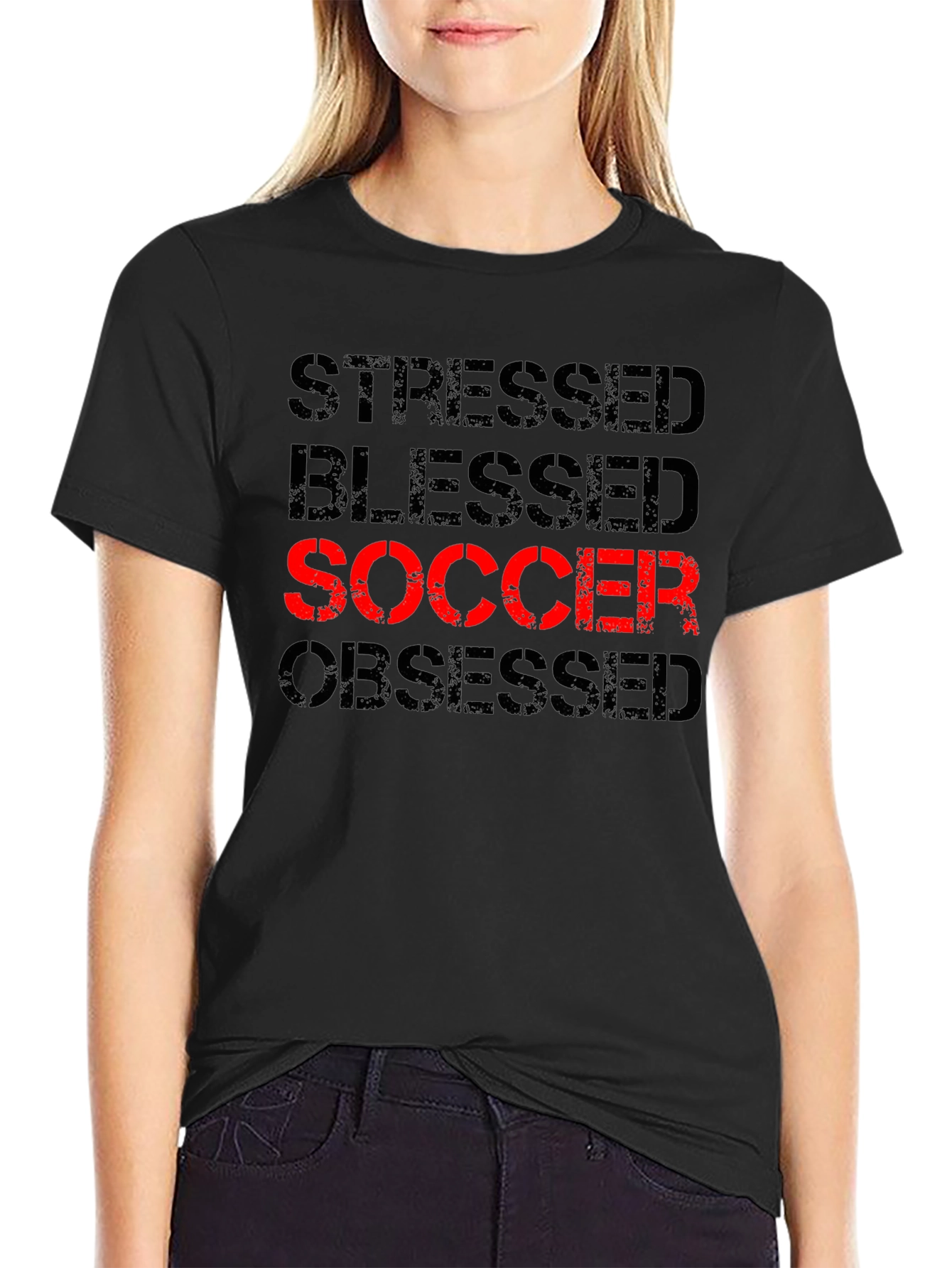 Stressed Blessed Soccer Obsessed Graphic Tee