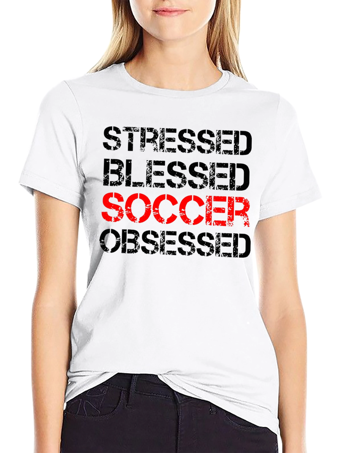 Stressed Blessed Soccer Obsessed Graphic Tee