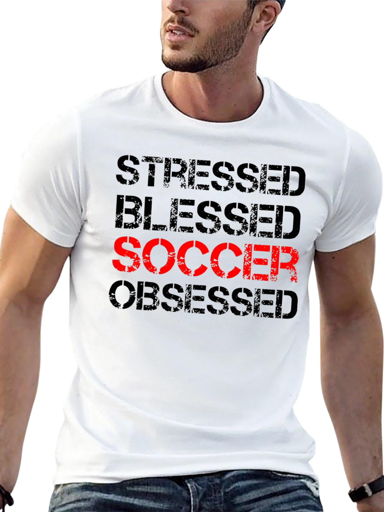 Stressed Blessed Soccer Obsessed Graphic Tee