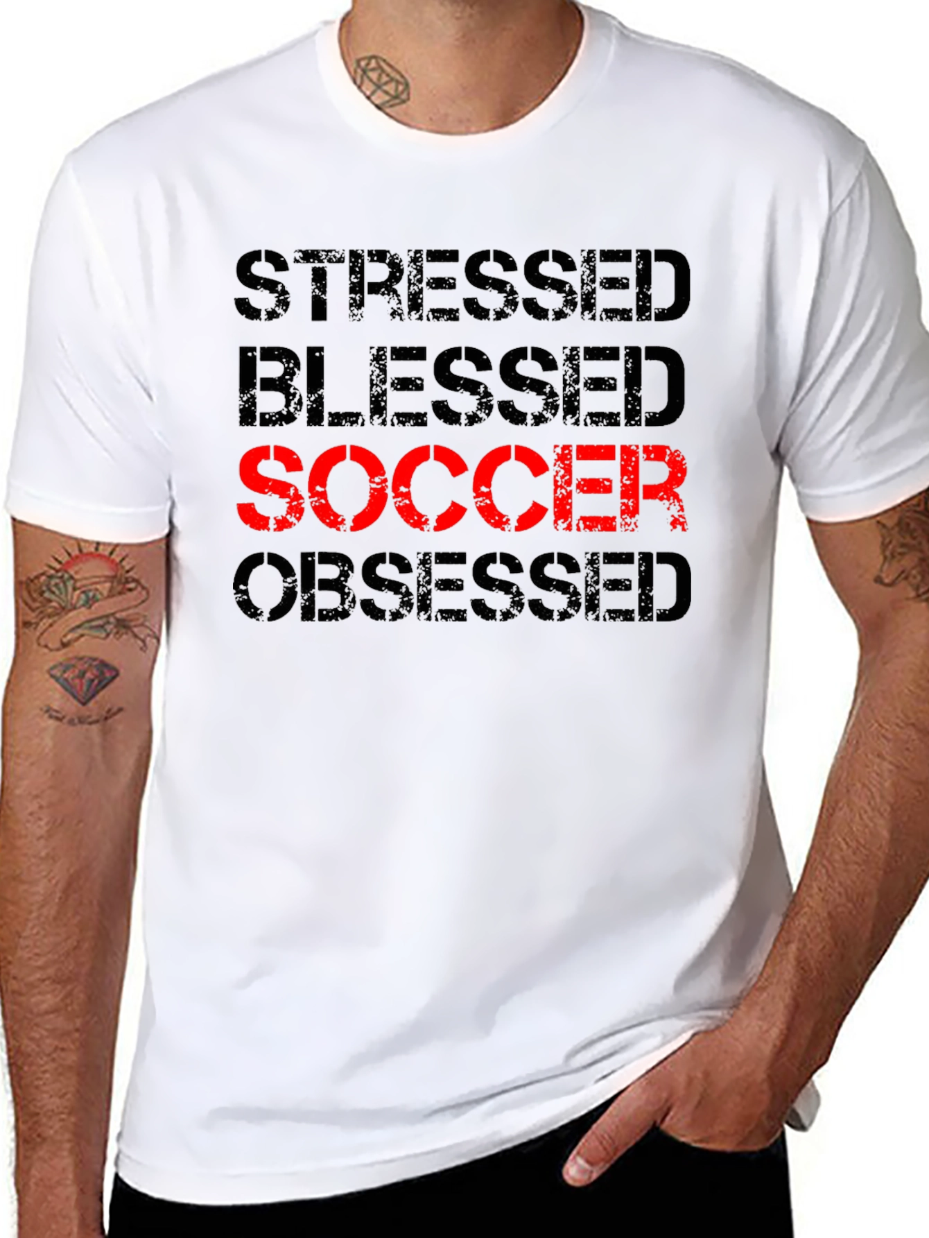 Stressed Blessed Soccer Obsessed Graphic Tee
