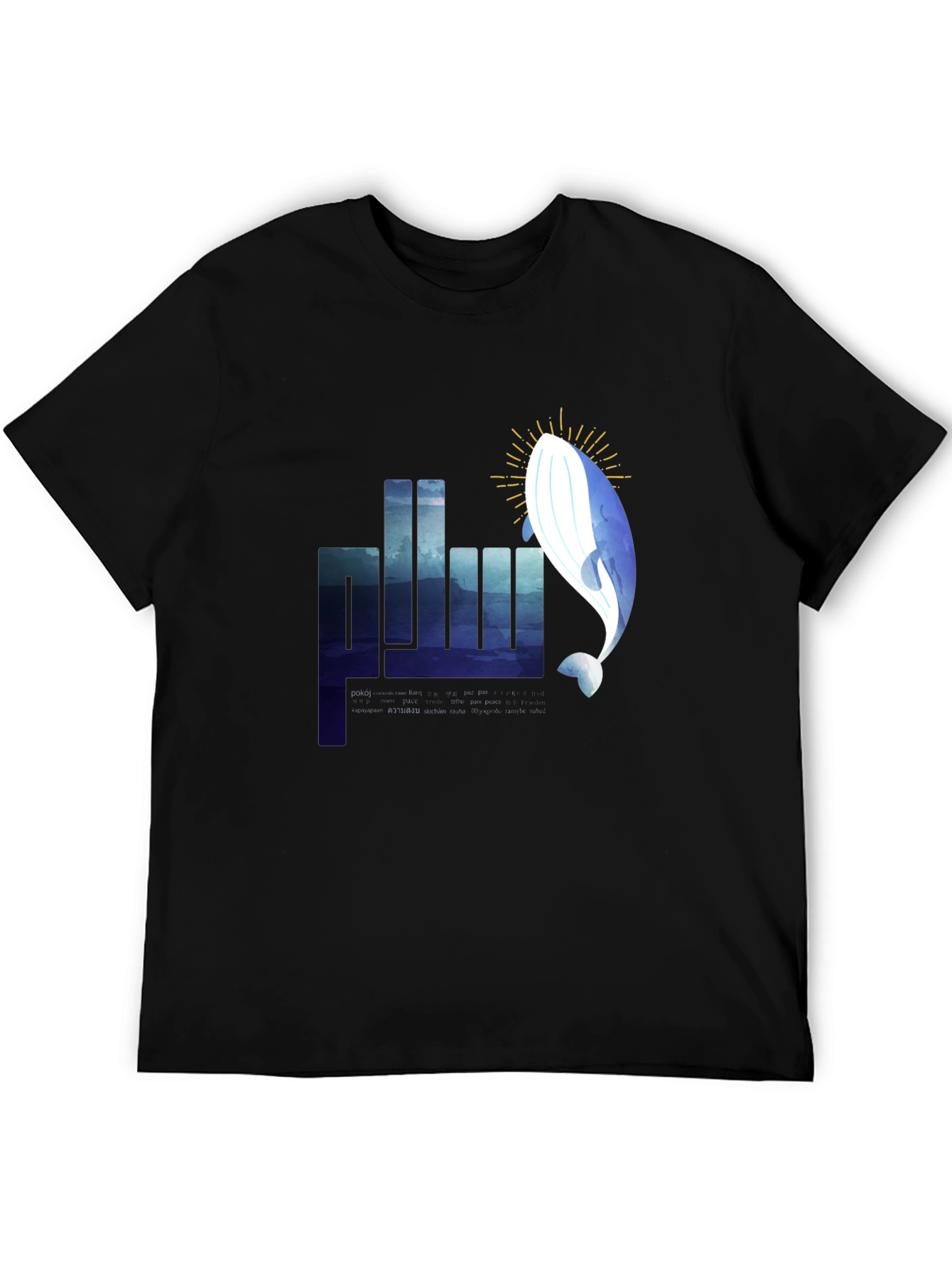 Whale Graphic Tee - Black Cotton T-Shirt