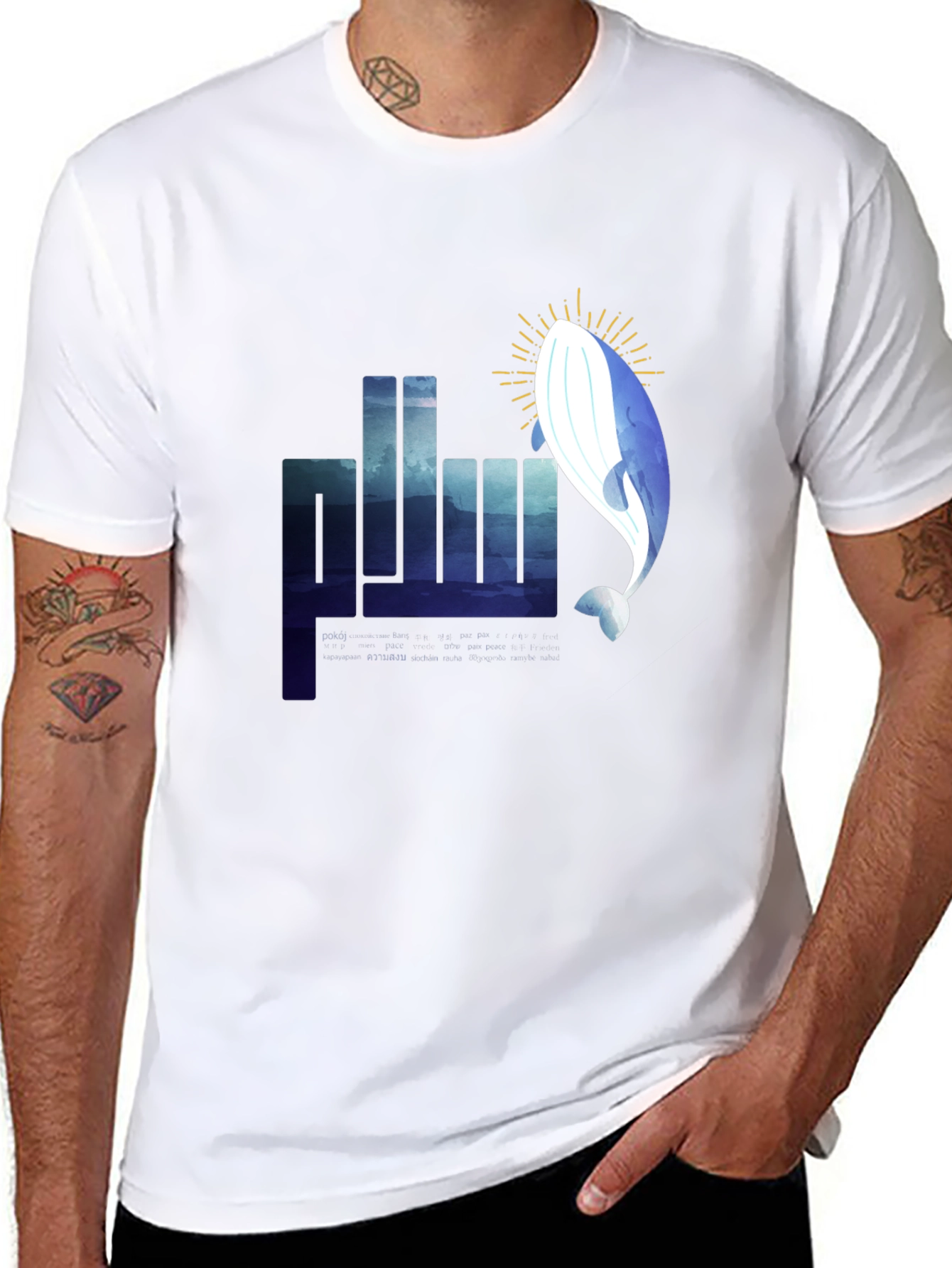 Whale Graphic Tee - Black Cotton T-Shirt