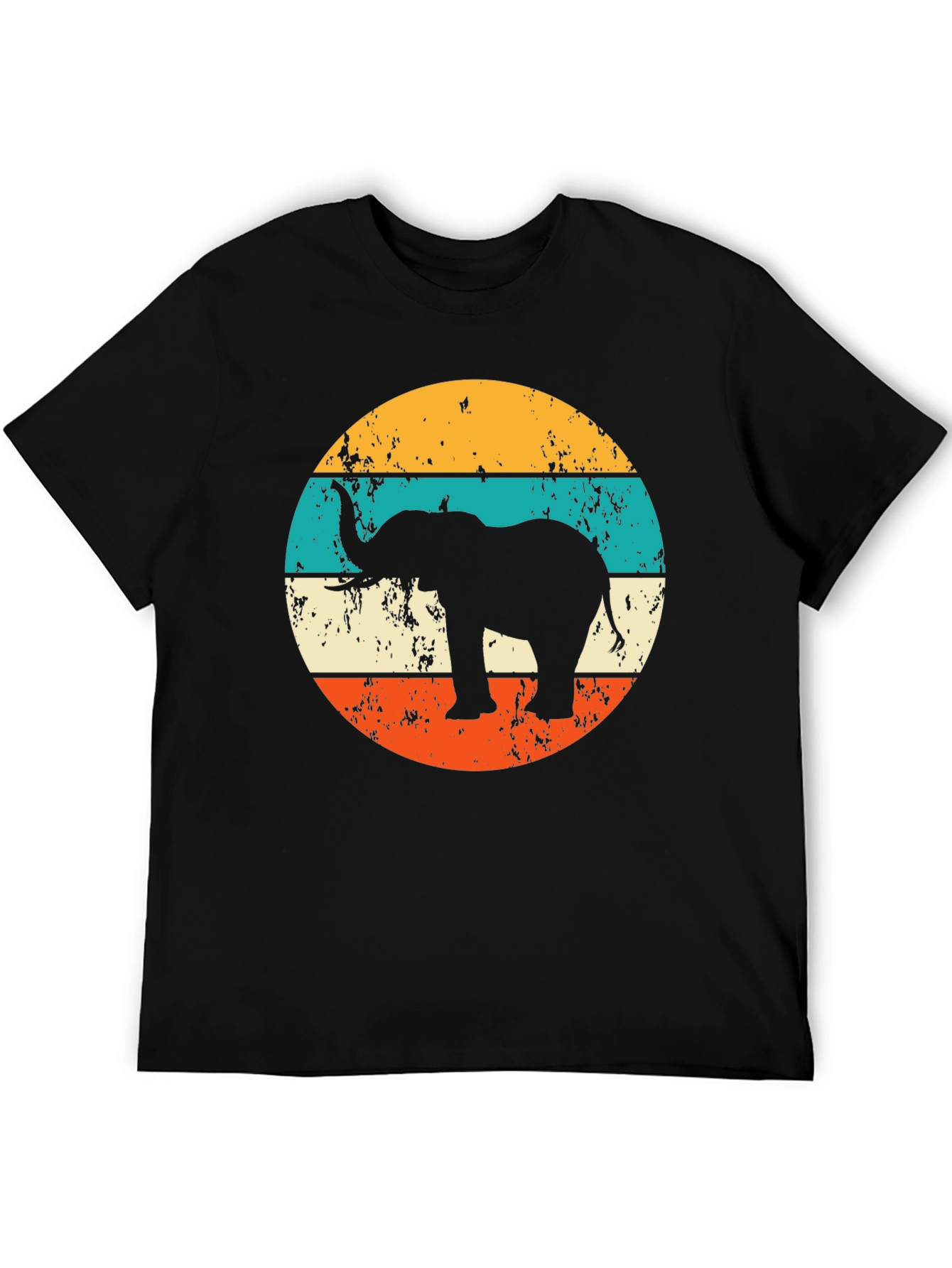 Elephant Retro Striped Graphic Tee
