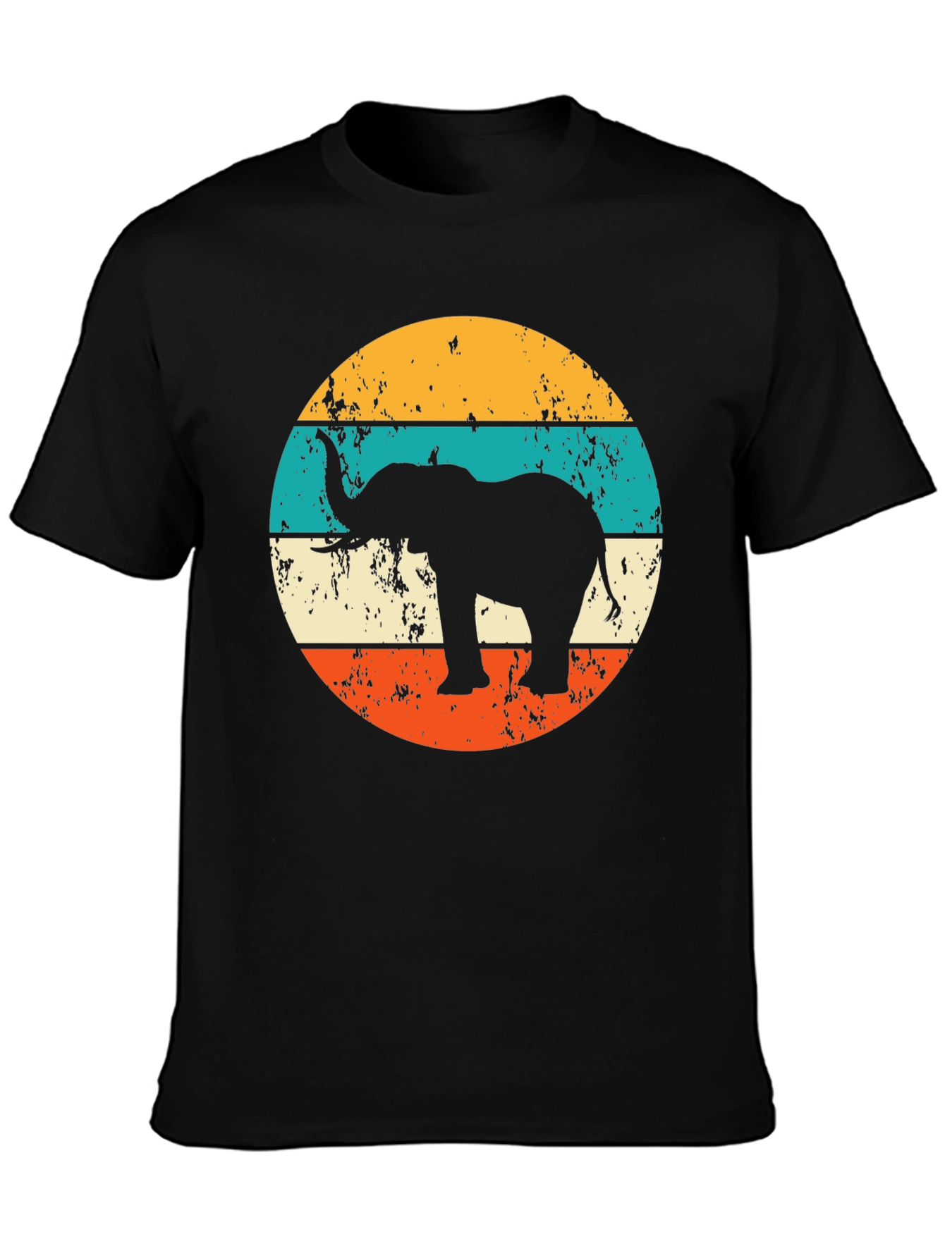Elephant Retro Striped Graphic Tee