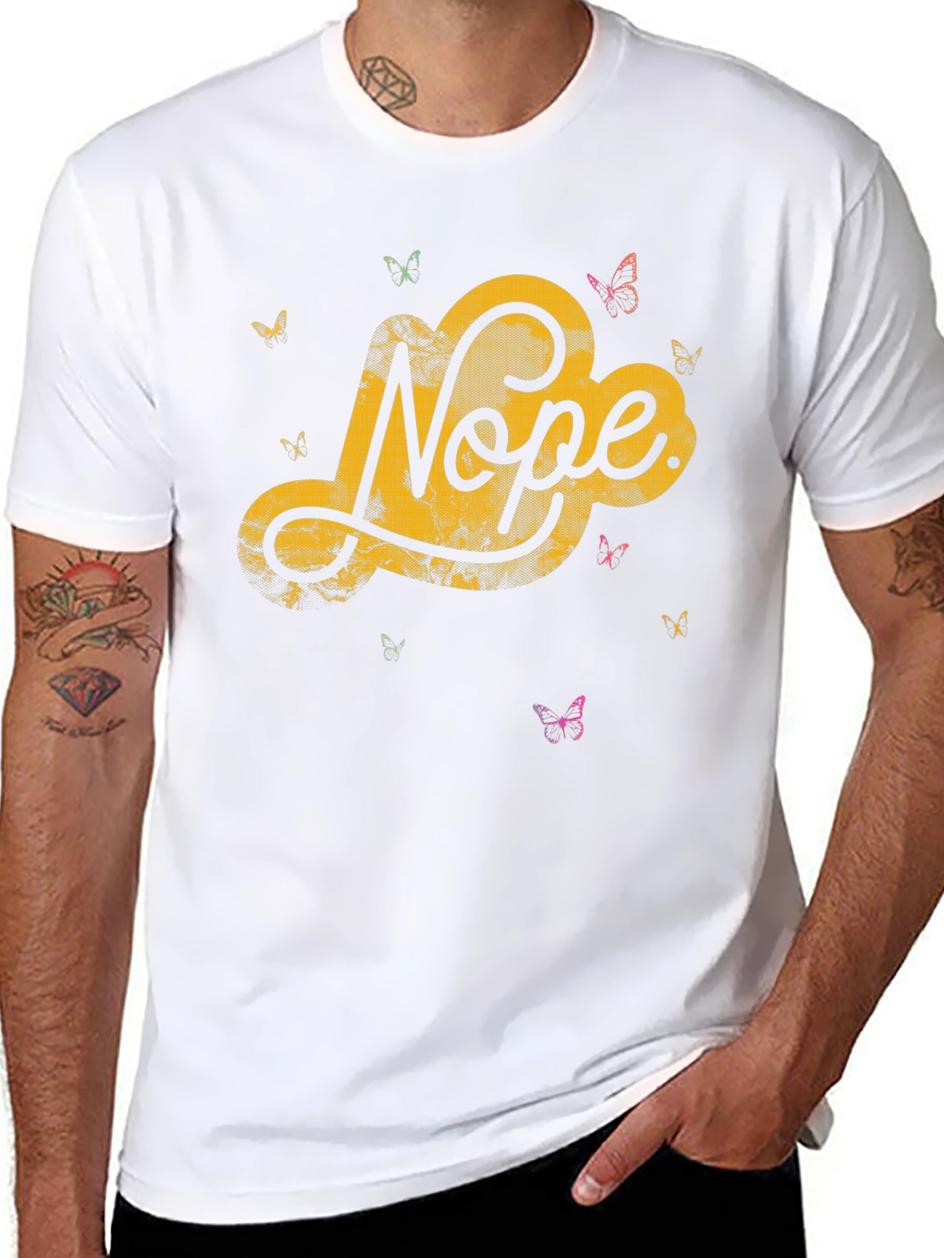 Nope Butterfly Graphic Tee - Trendy Casual Shirt