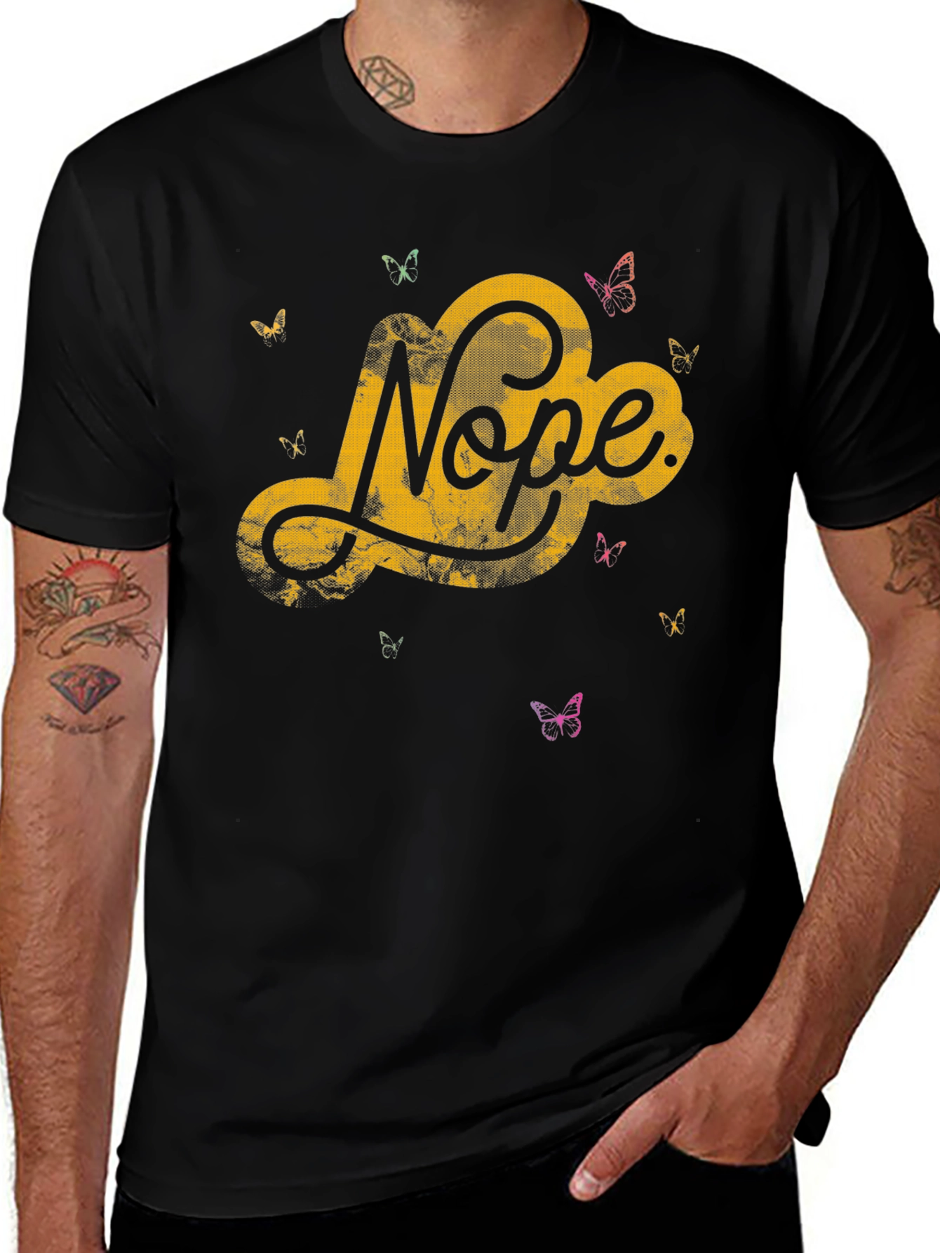 Nope Butterfly Graphic Tee - Trendy Casual Shirt