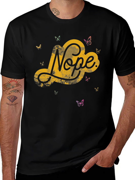 Nope Butterfly Graphic Tee - Trendy Casual Shirt