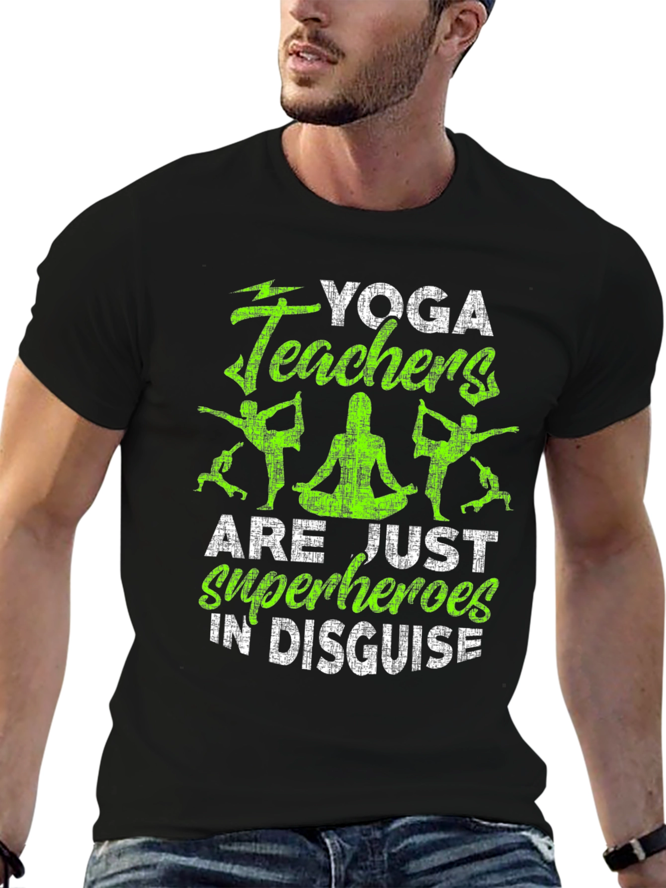 Yoga Teacher Superhero Black T-Shirt