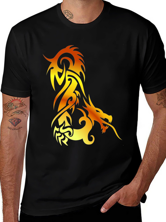 Fiery Dragon Graphic Tee - Black