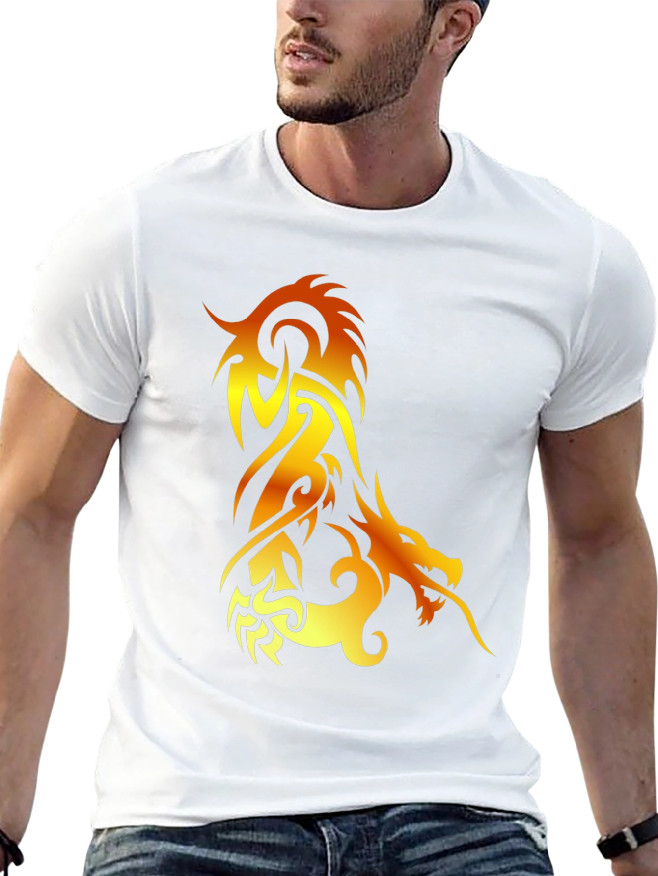 Fiery Dragon Graphic Tee - Black