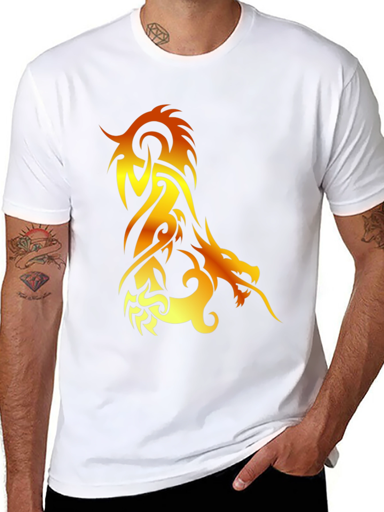 Fiery Dragon Graphic Tee - Black