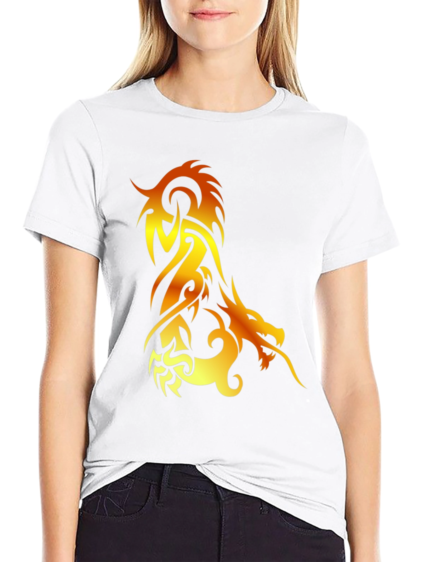 Fiery Dragon Graphic Tee - Black