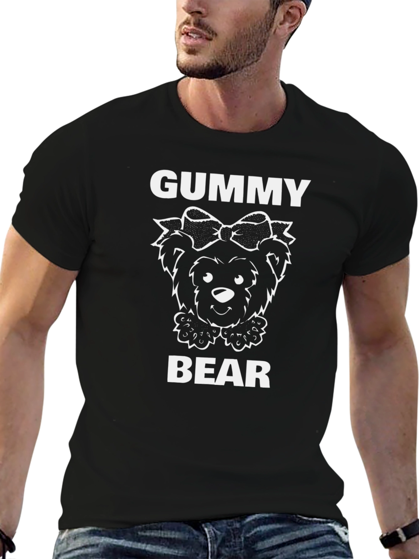 Gummy Bear Graphic Tee - Black Cotton T-Shirt