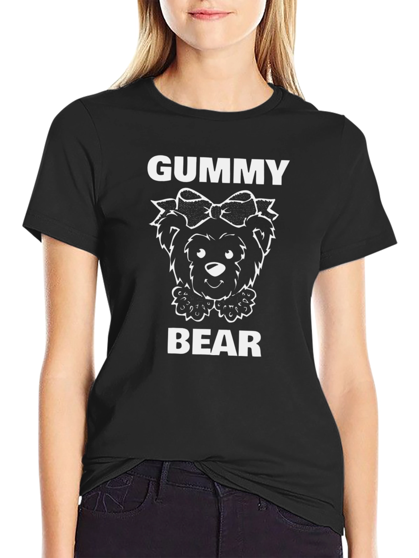 Gummy Bear Graphic Tee - Black Cotton T-Shirt