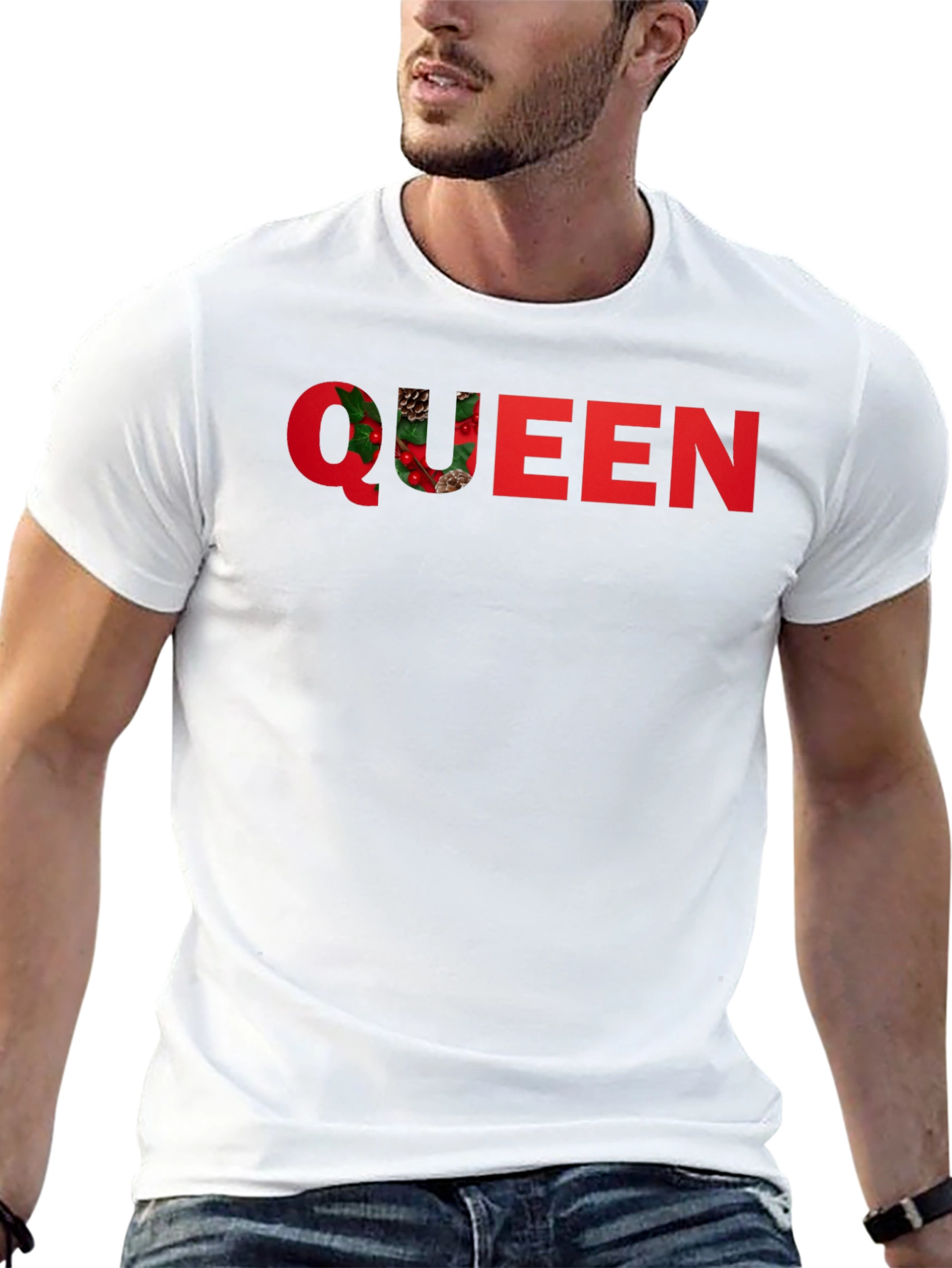 Festive Queen Graphic T-Shirt - Holiday Season Apparel