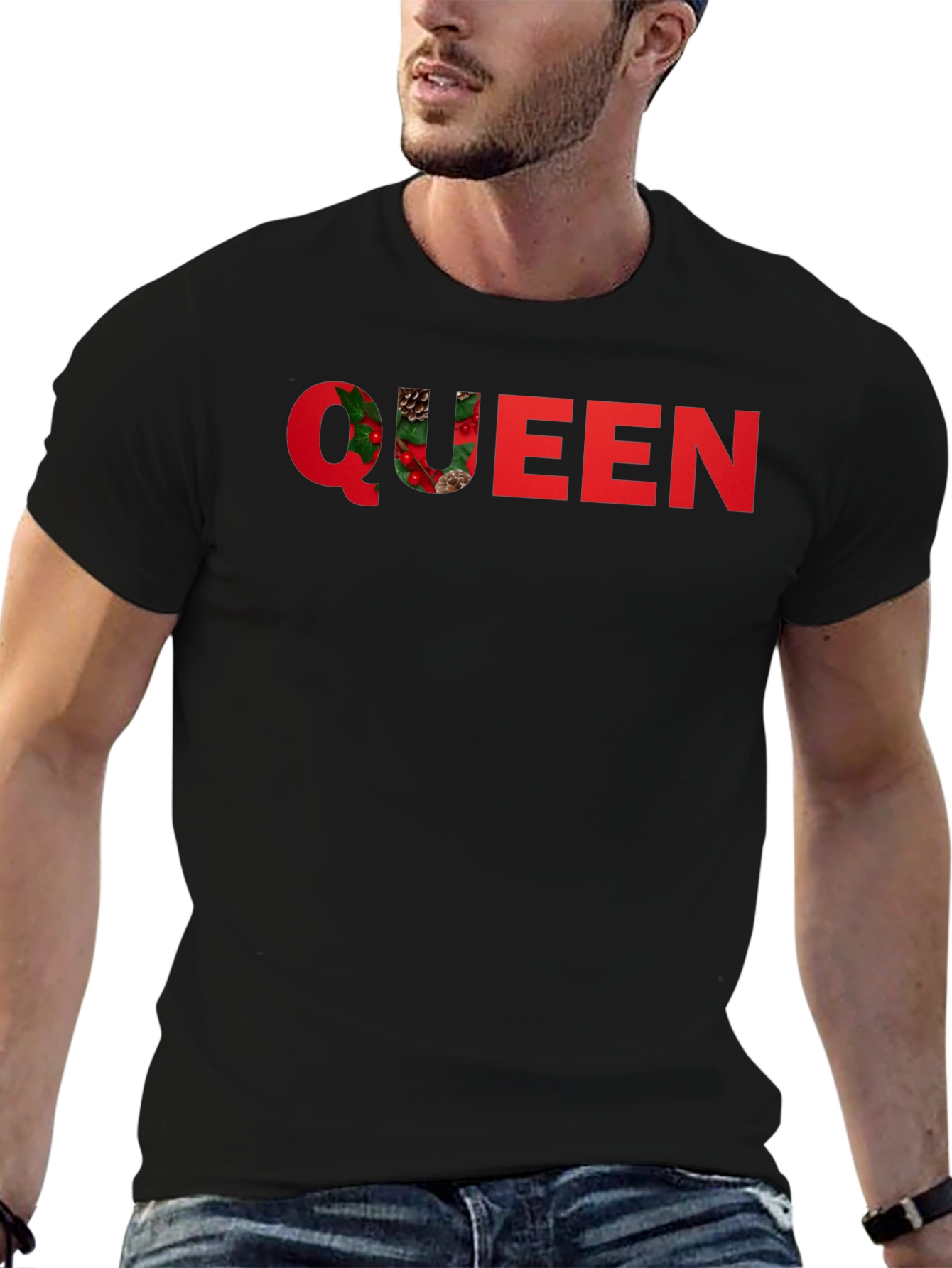 Festive Queen Graphic T-Shirt - Holiday Season Apparel