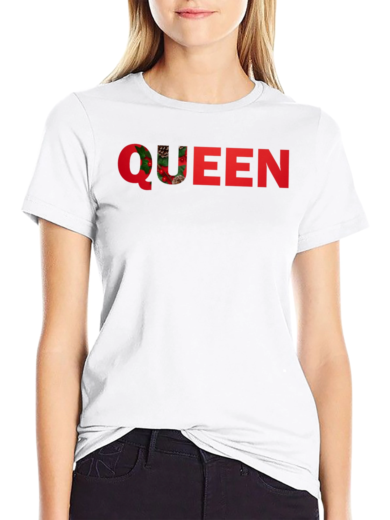 Festive Queen Graphic T-Shirt - Holiday Season Apparel