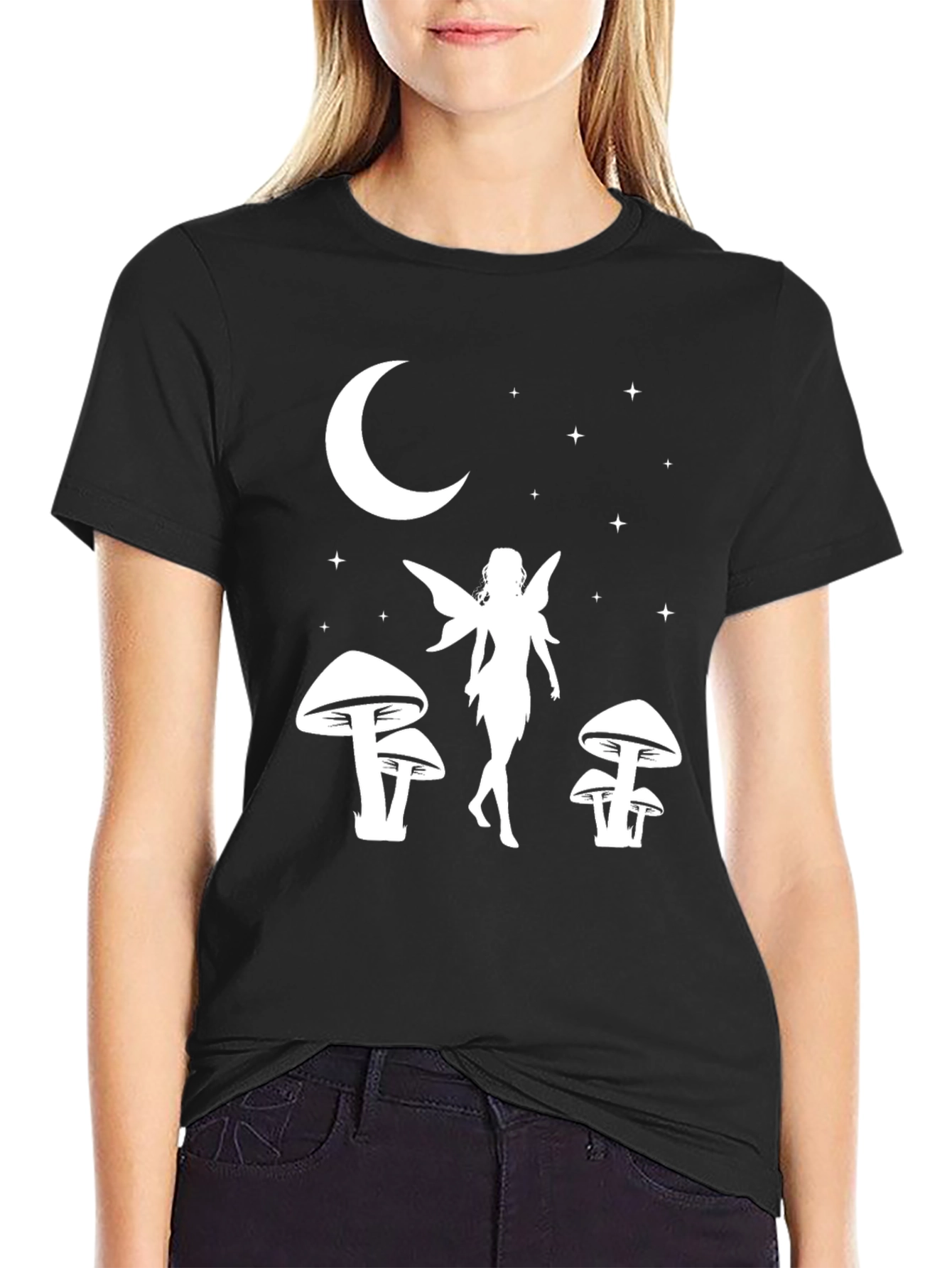 Fairy Moon T-Shirt - Whimsical Black Tee