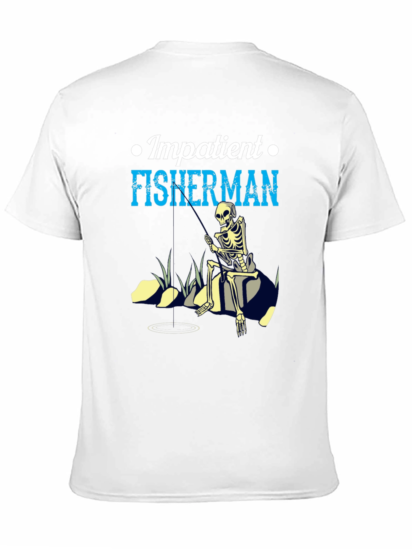 Impatient Fisherman Graphic T-Shirt - Skeleton Design