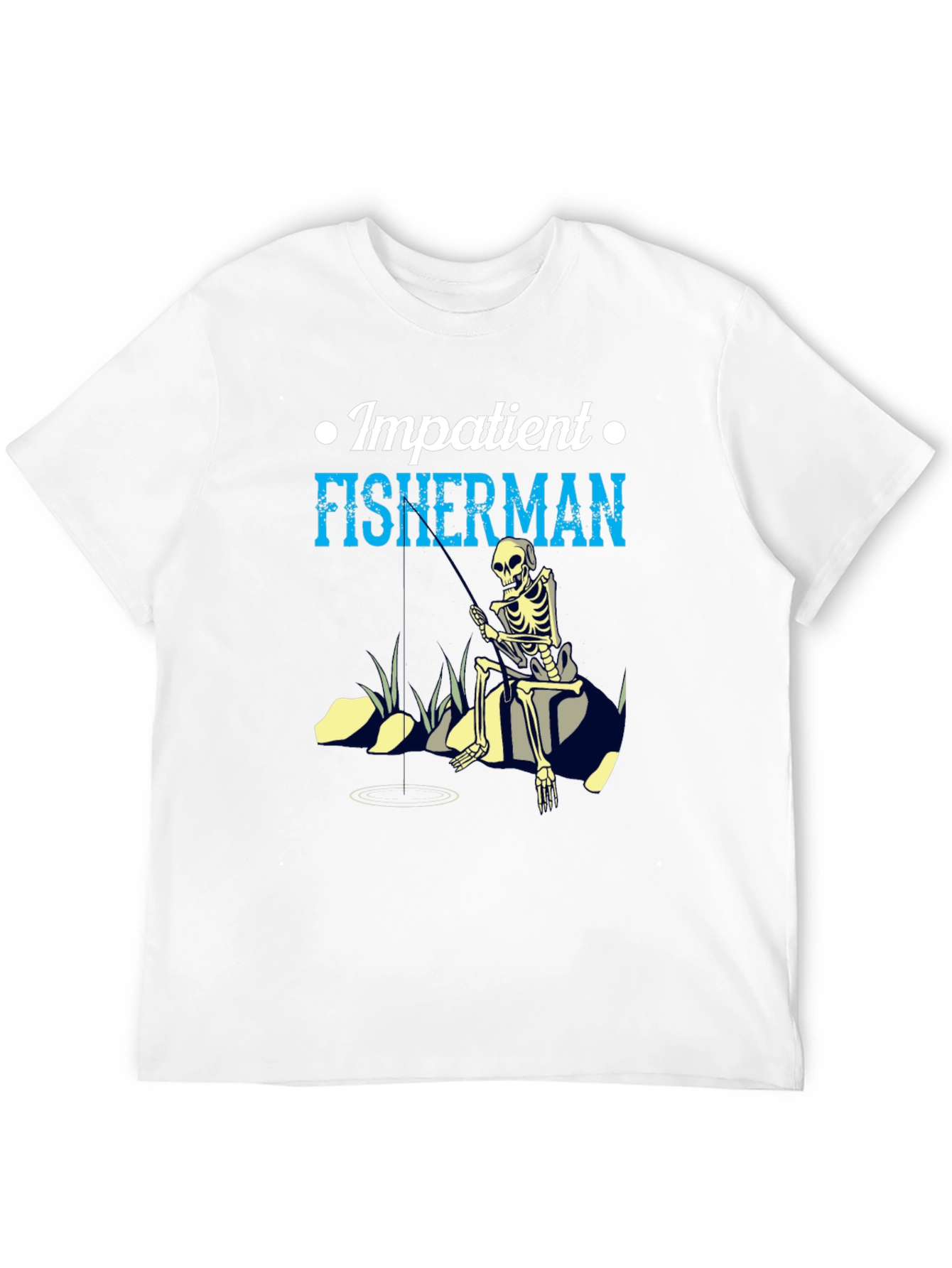 Impatient Fisherman Graphic T-Shirt - Skeleton Design